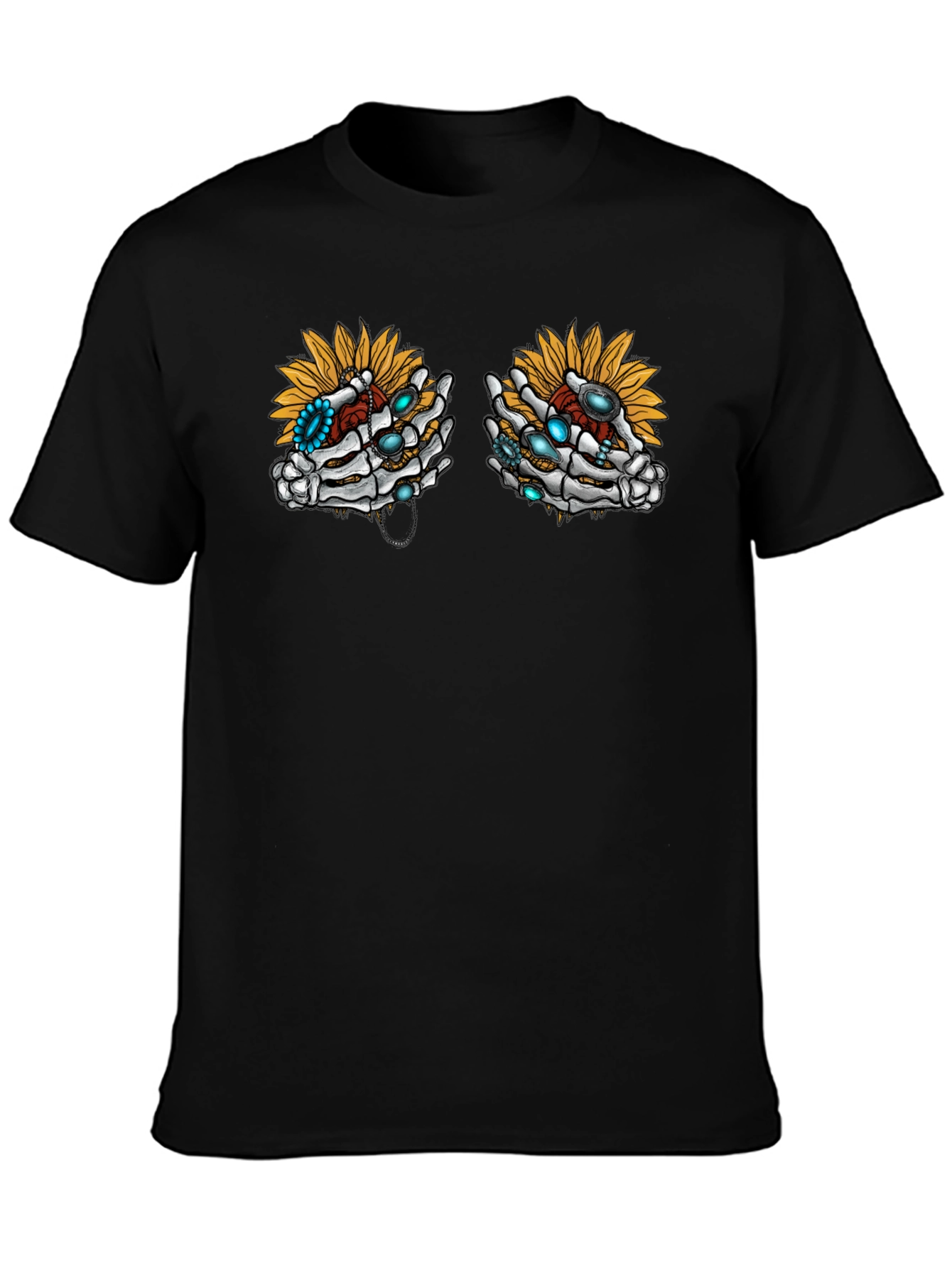 Skeleton Hand Sunflower Graphic Tee