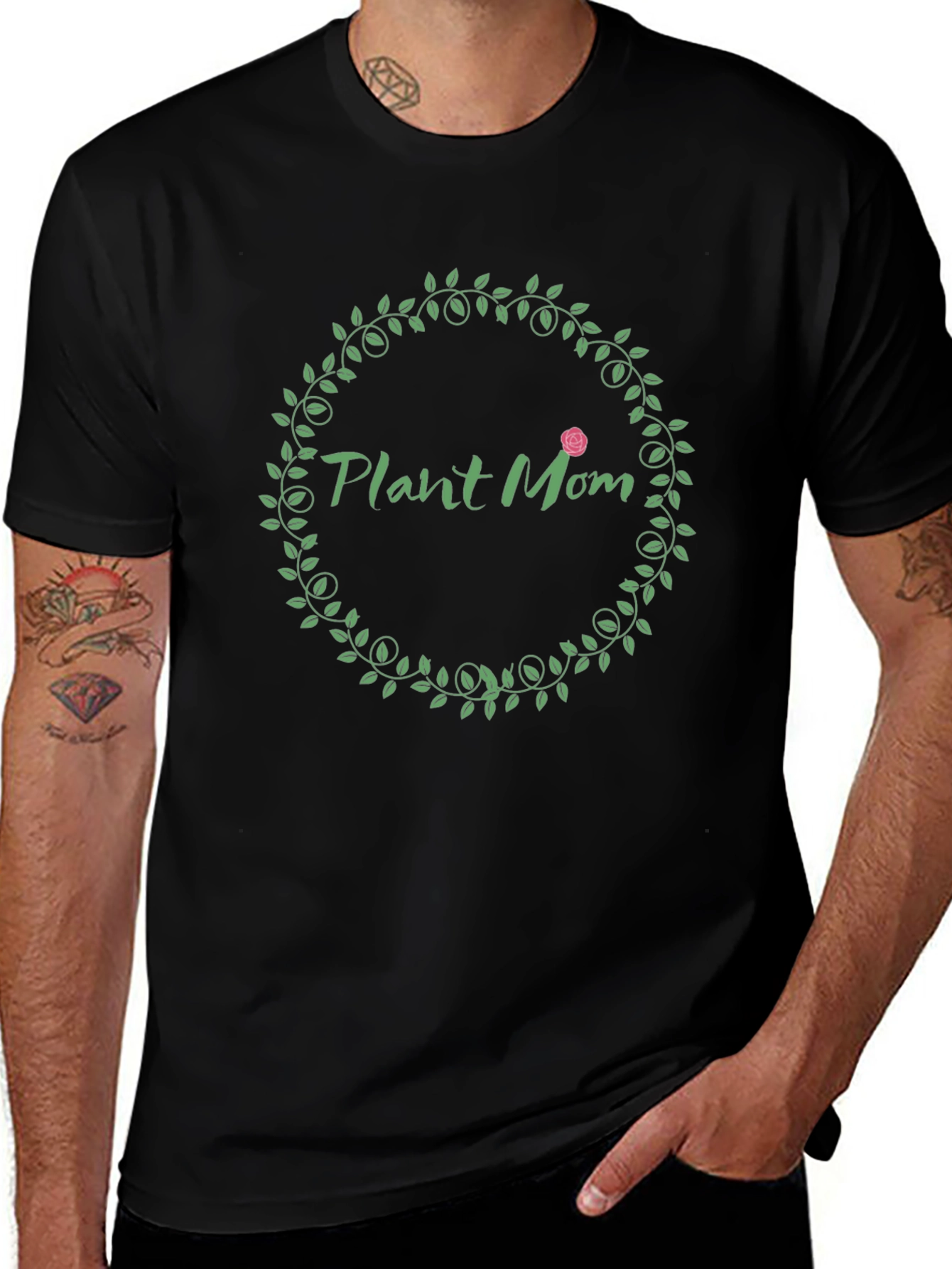 Plant Mom T-Shirt - Green Wreath Design