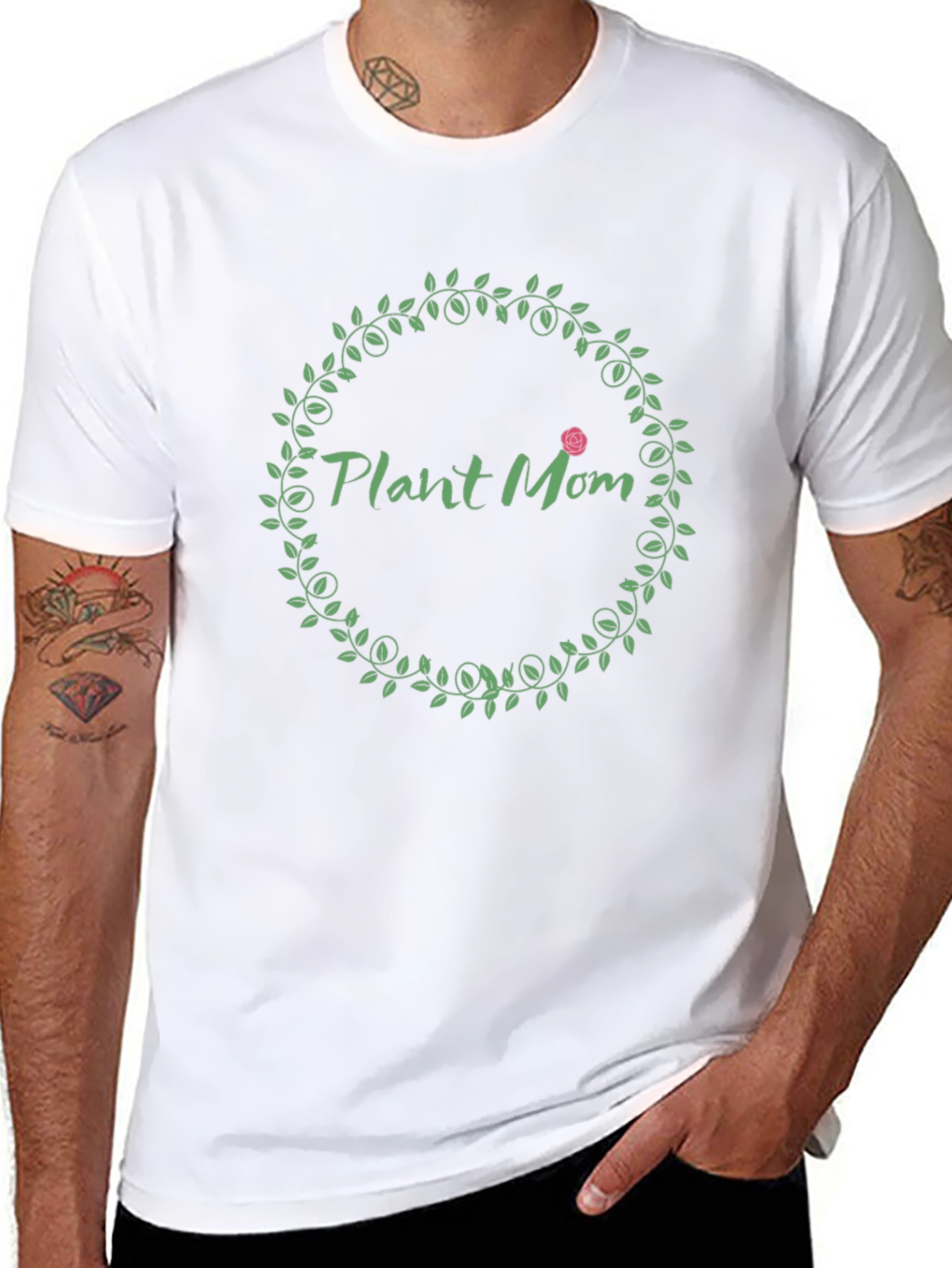 Plant Mom T-Shirt - Green Wreath Design