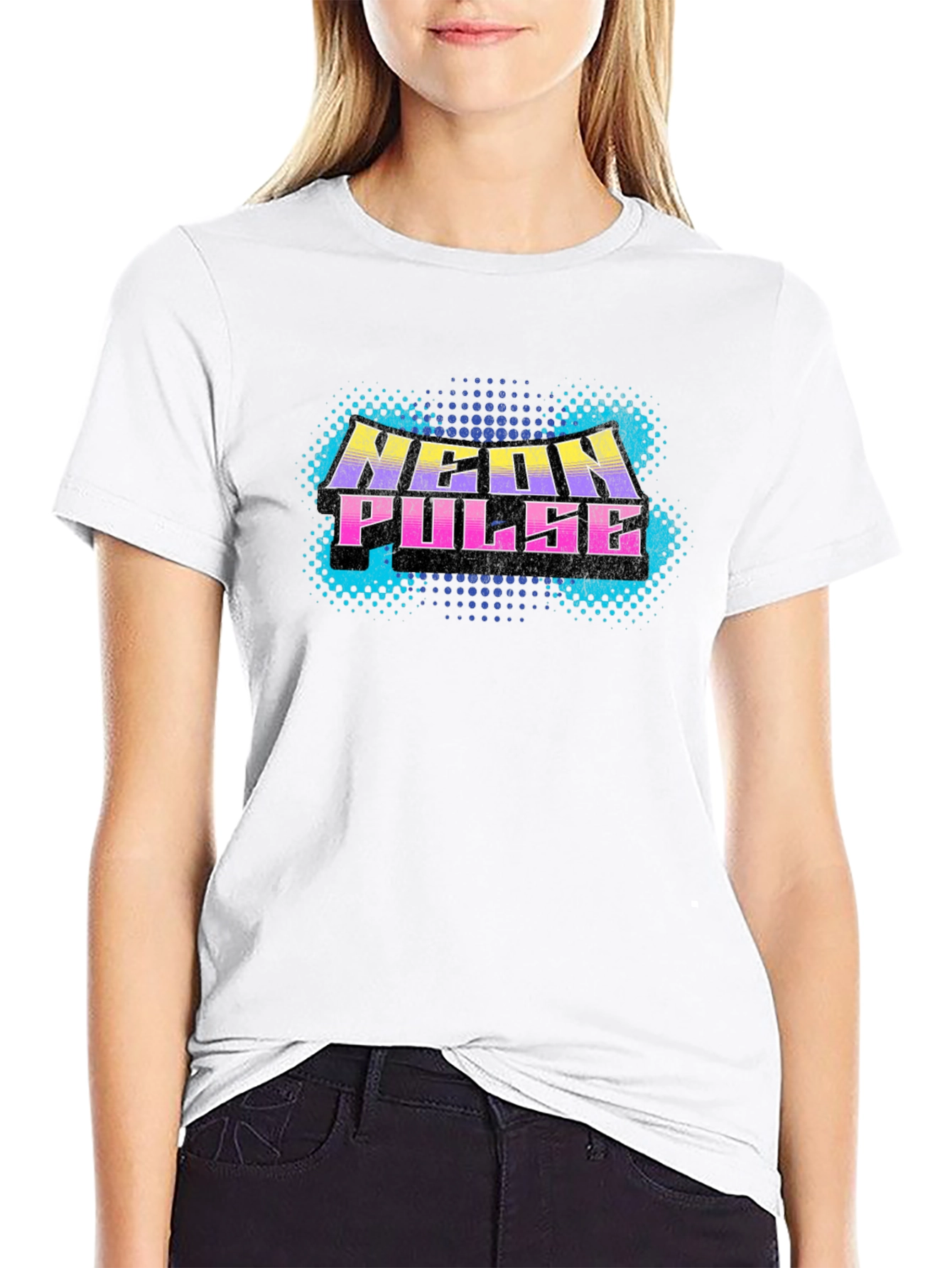 Neon Pulse Graphic Print Black T-Shirt