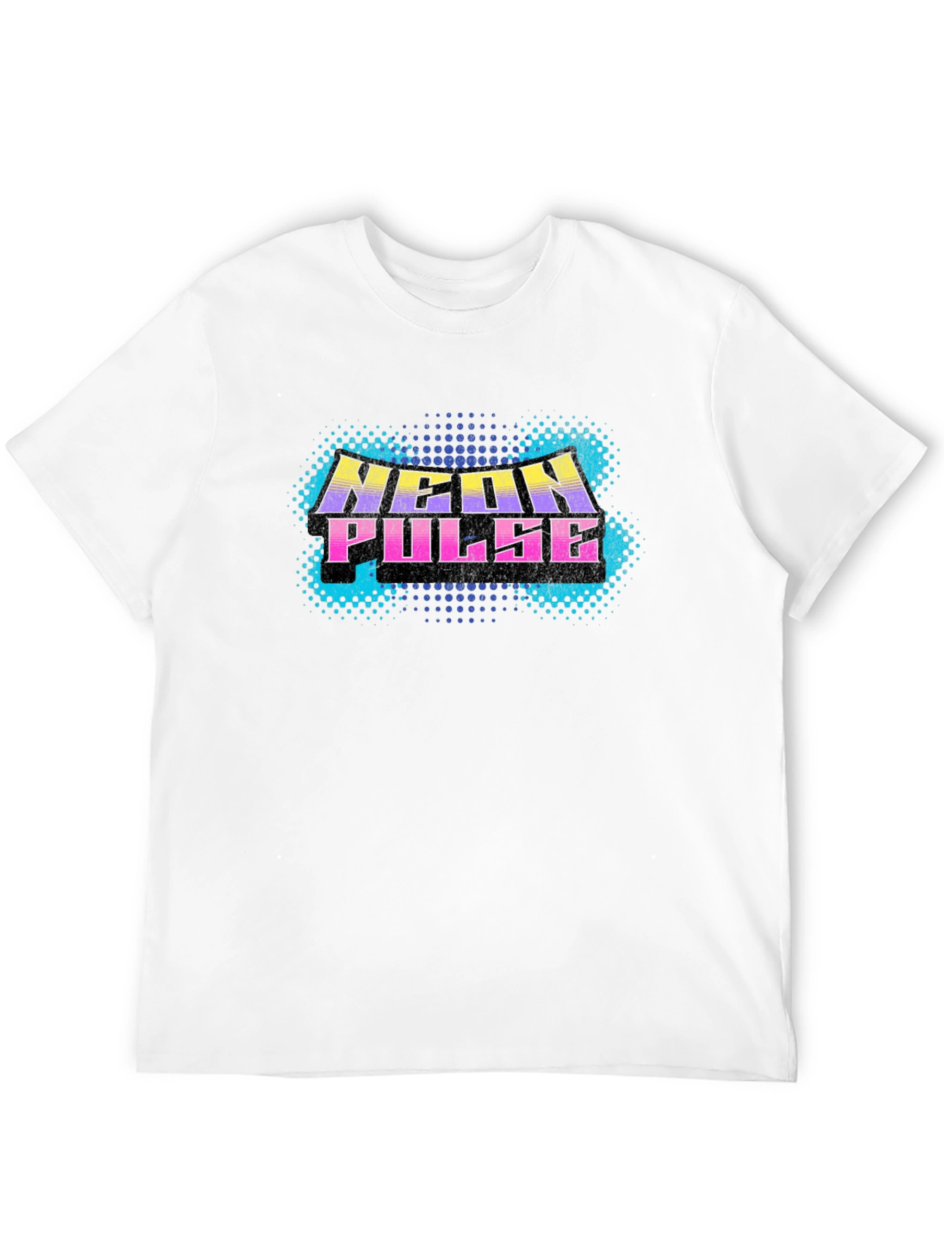 Neon Pulse Graphic Print Black T-Shirt