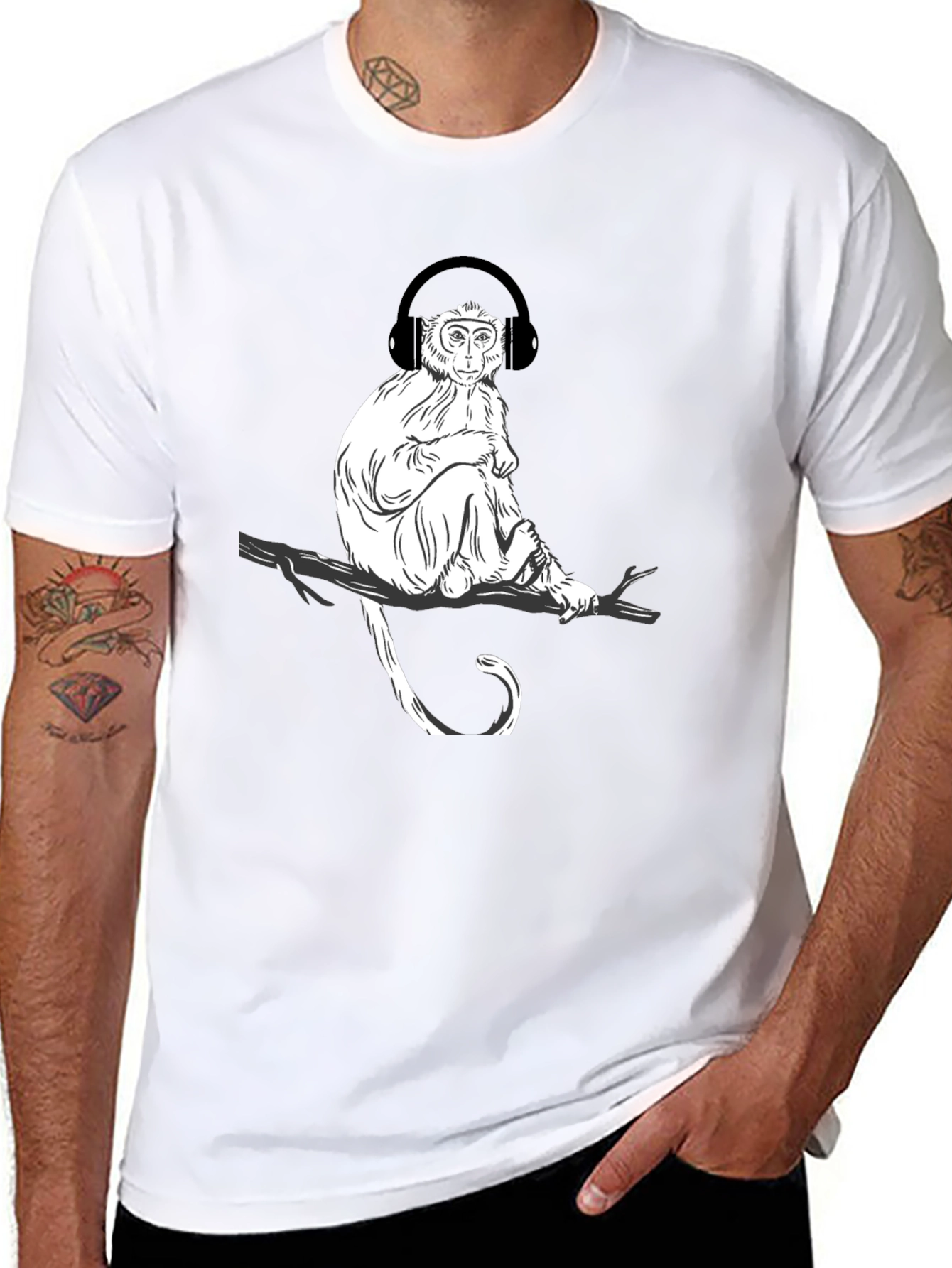 Monkey Music Graphic T-Shirt - Cool Casual Tee