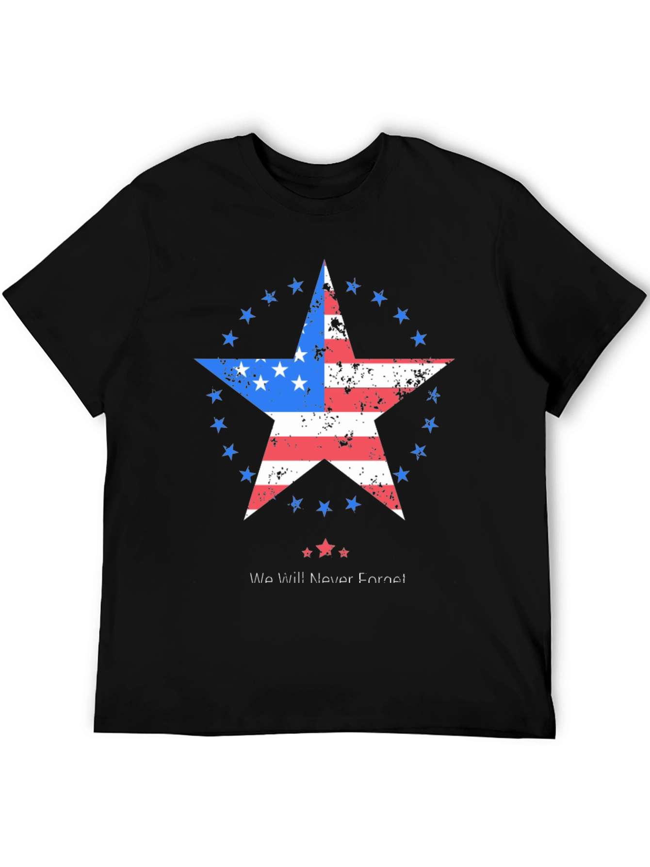 Patriotic Star Graphic T-Shirt - Never Forget