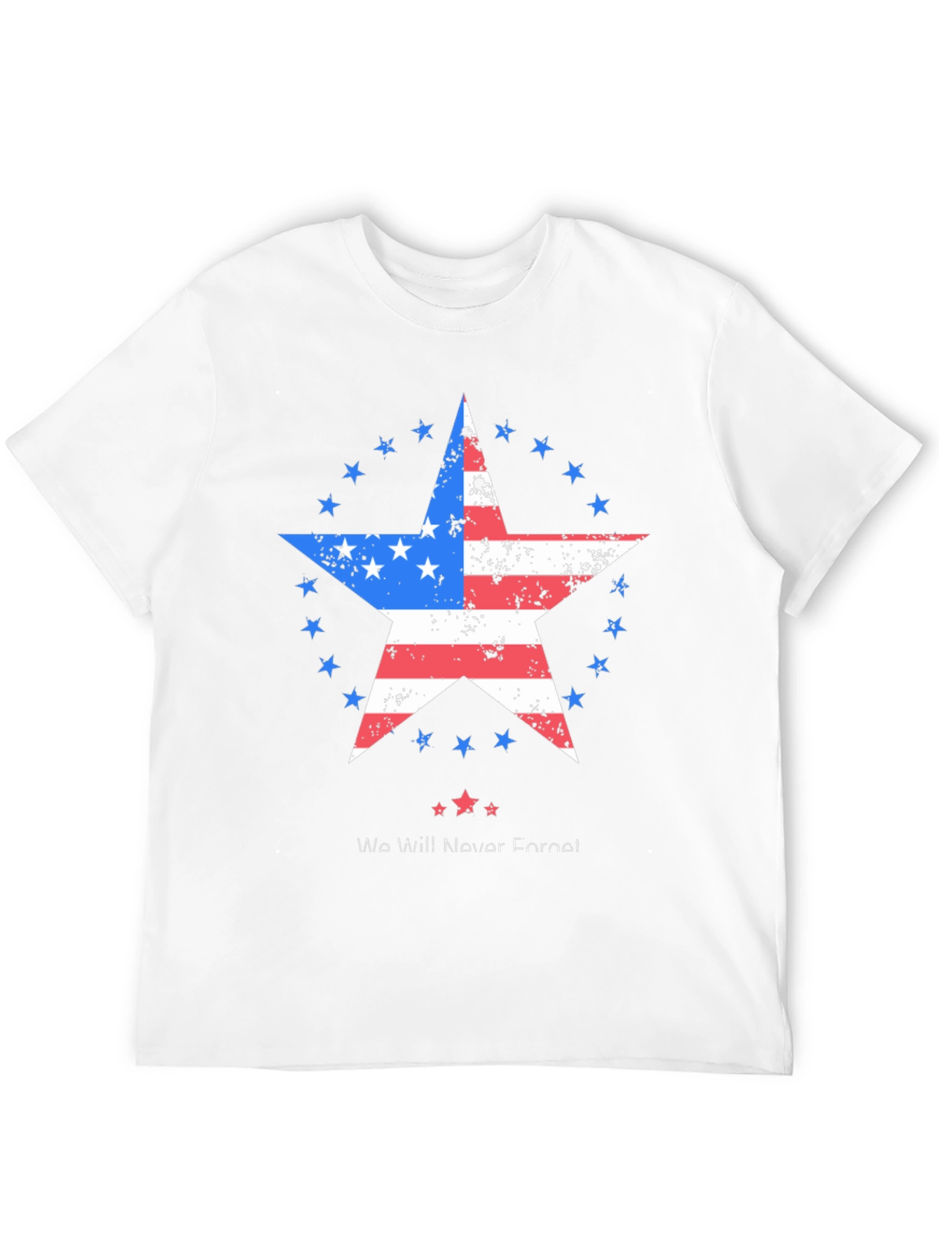 Patriotic Star Graphic T-Shirt - Never Forget