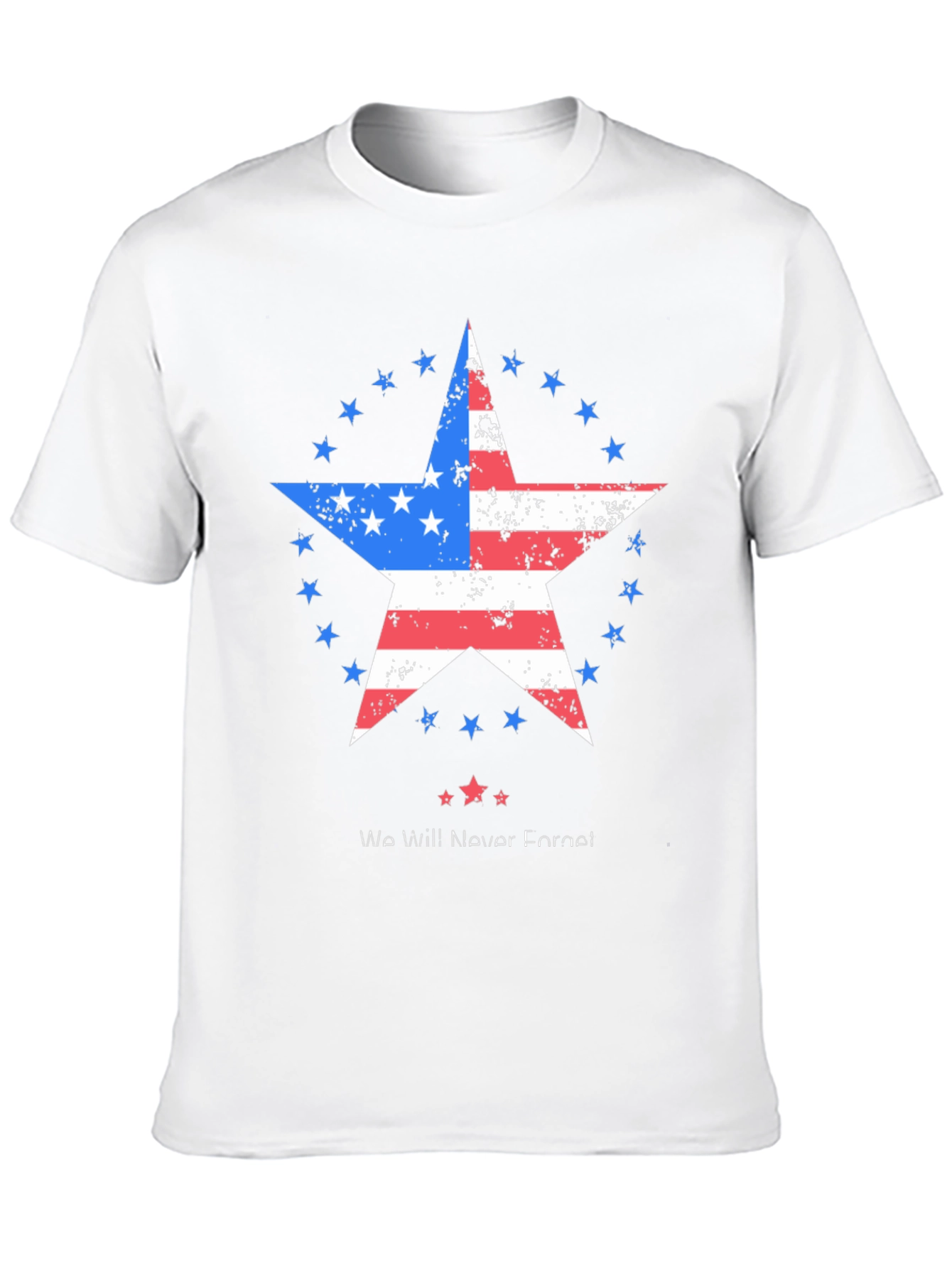 Patriotic Star Graphic T-Shirt - Never Forget
