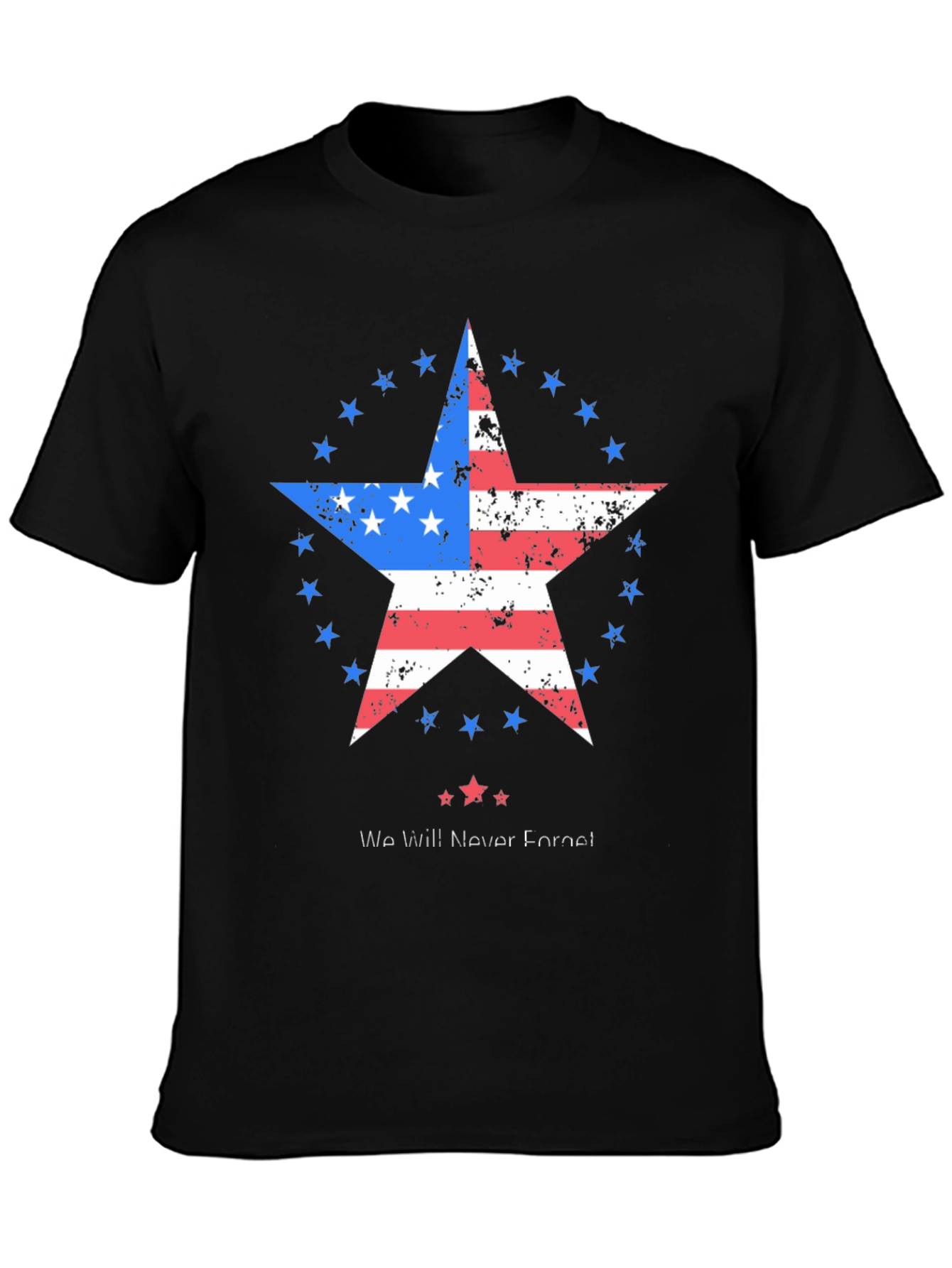 Patriotic Star Graphic T-Shirt - Never Forget