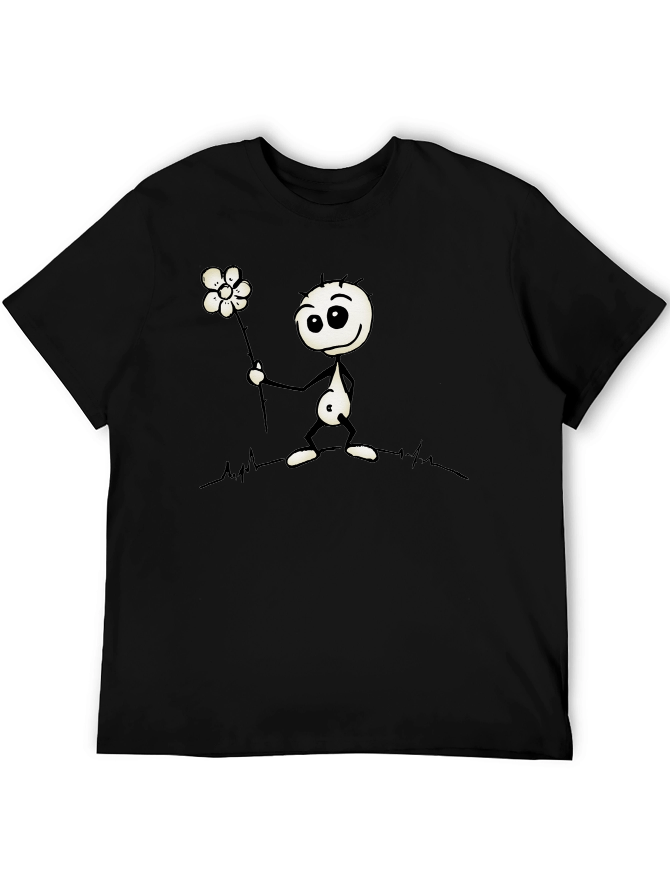 Whimsical Stick Figure Flower Graphic Tee