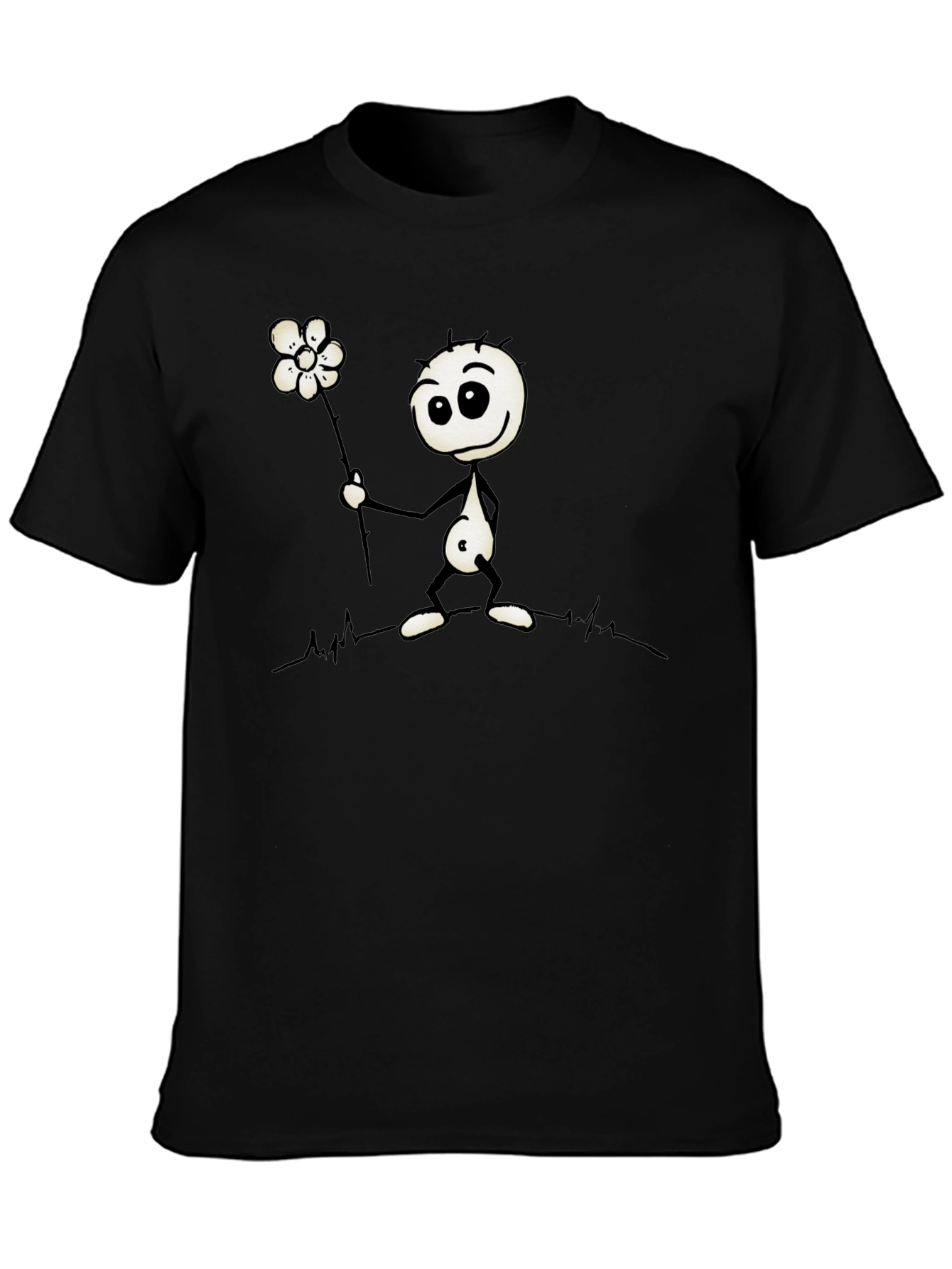Whimsical Stick Figure Flower Graphic Tee