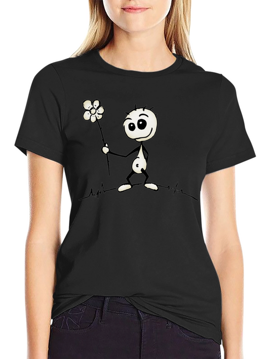 Whimsical Stick Figure Flower Graphic Tee