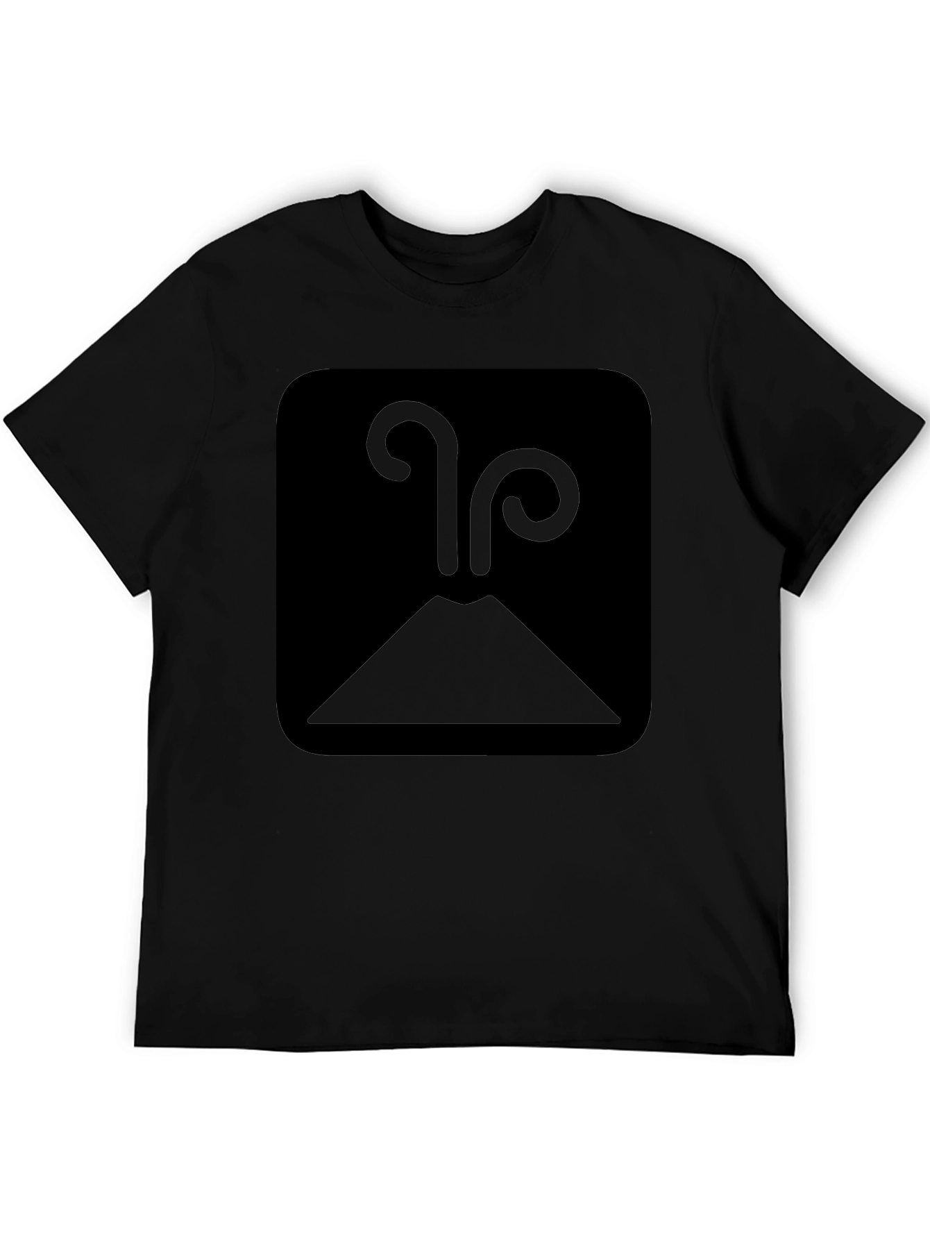 Erupting Volcano Graphic Tee - Black Cotton Casual