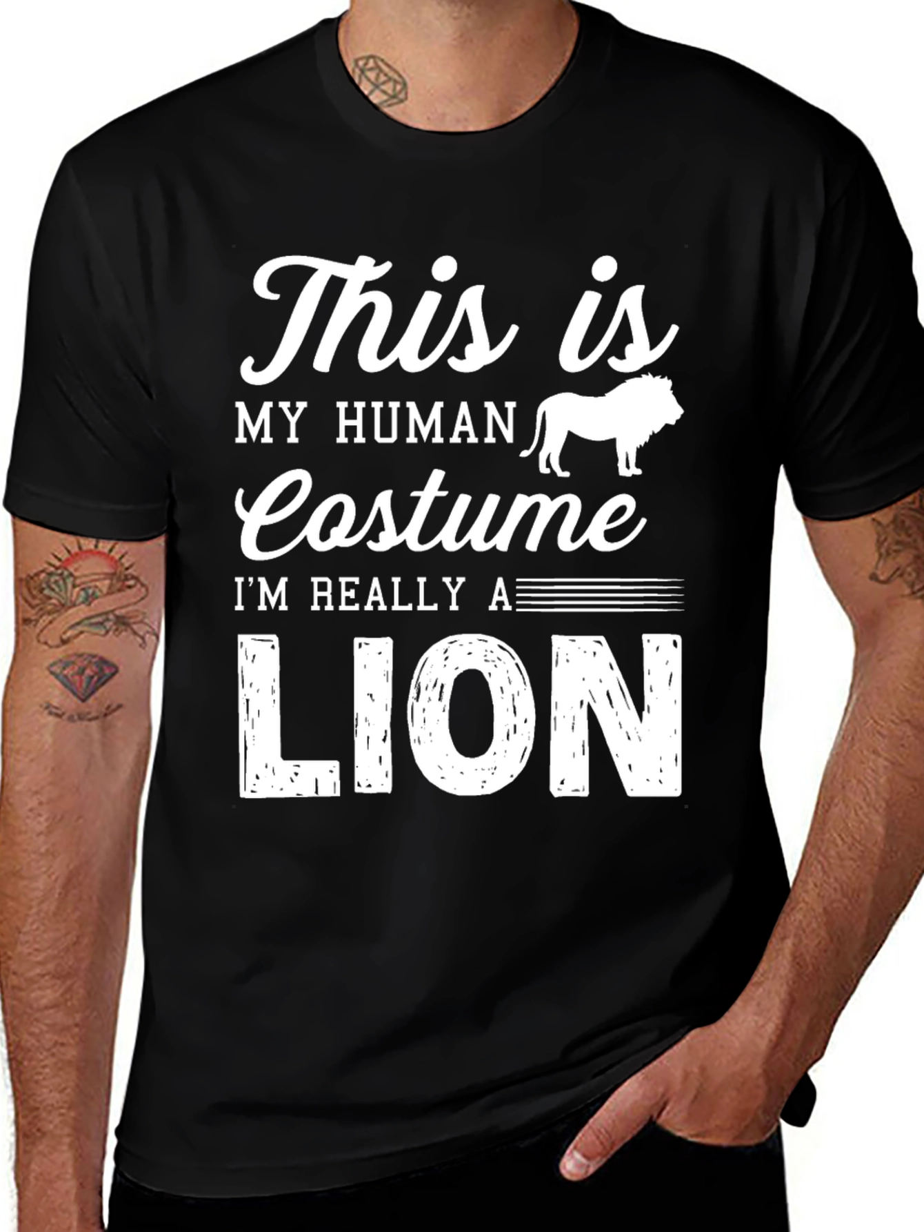 Funny Human Costume Im Really A Lion T-Shirt
