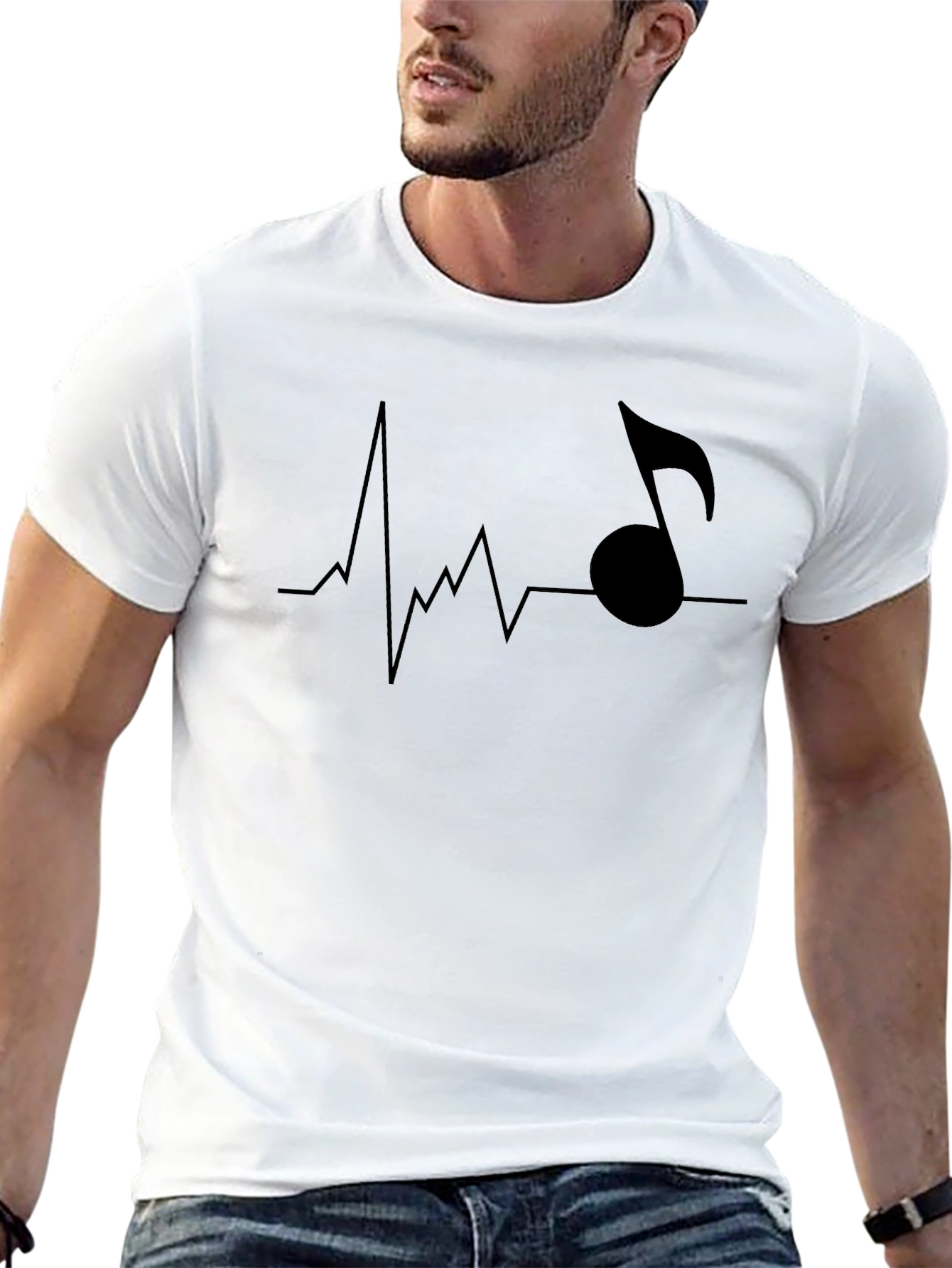 Music Heartbeat Mens Black T-Shirt