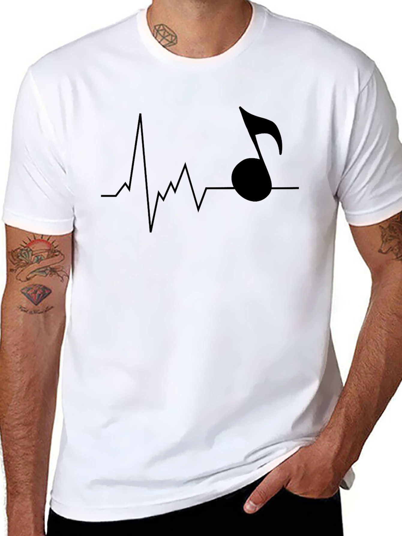 Music Heartbeat Mens Black T-Shirt