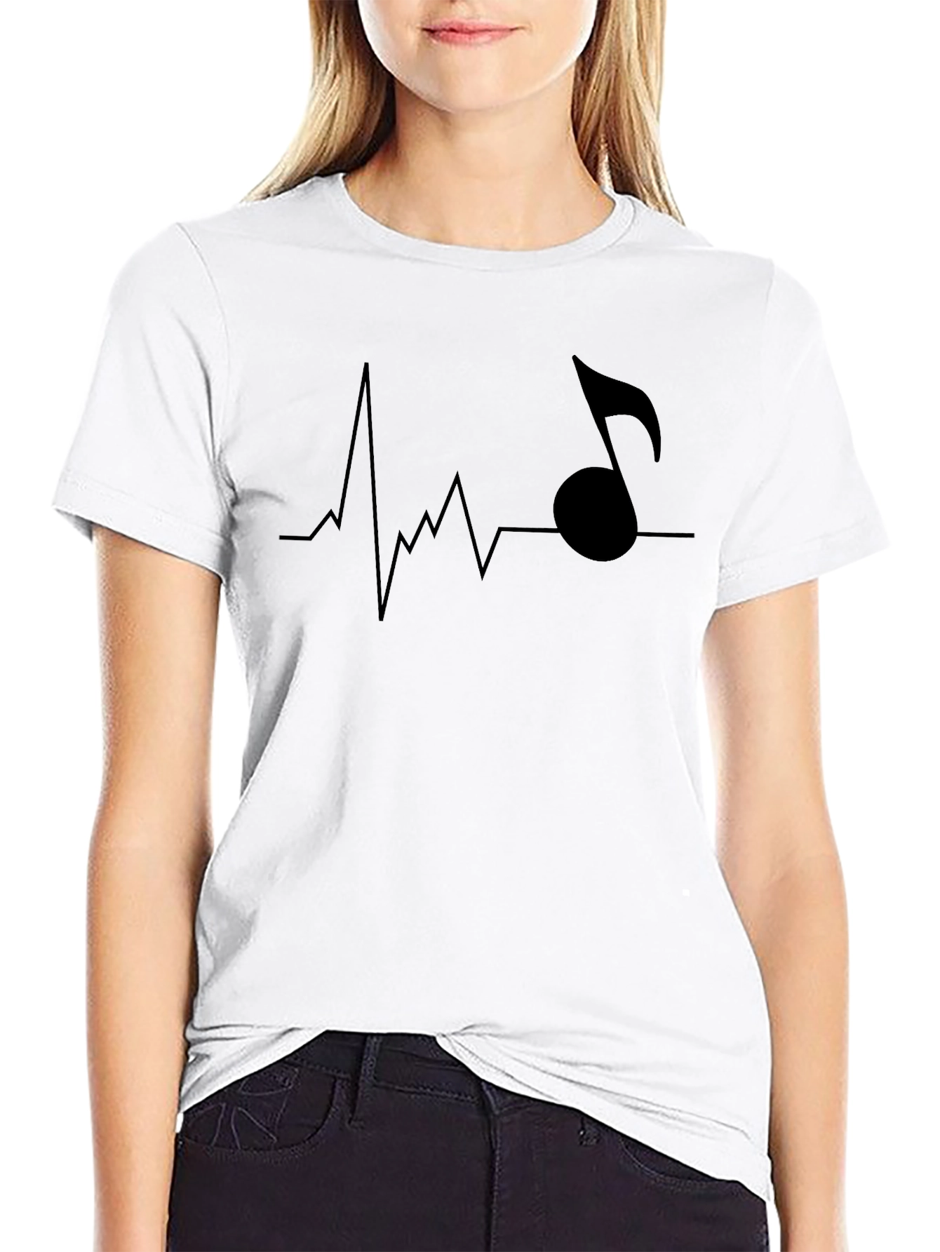 Music Heartbeat Mens Black T-Shirt