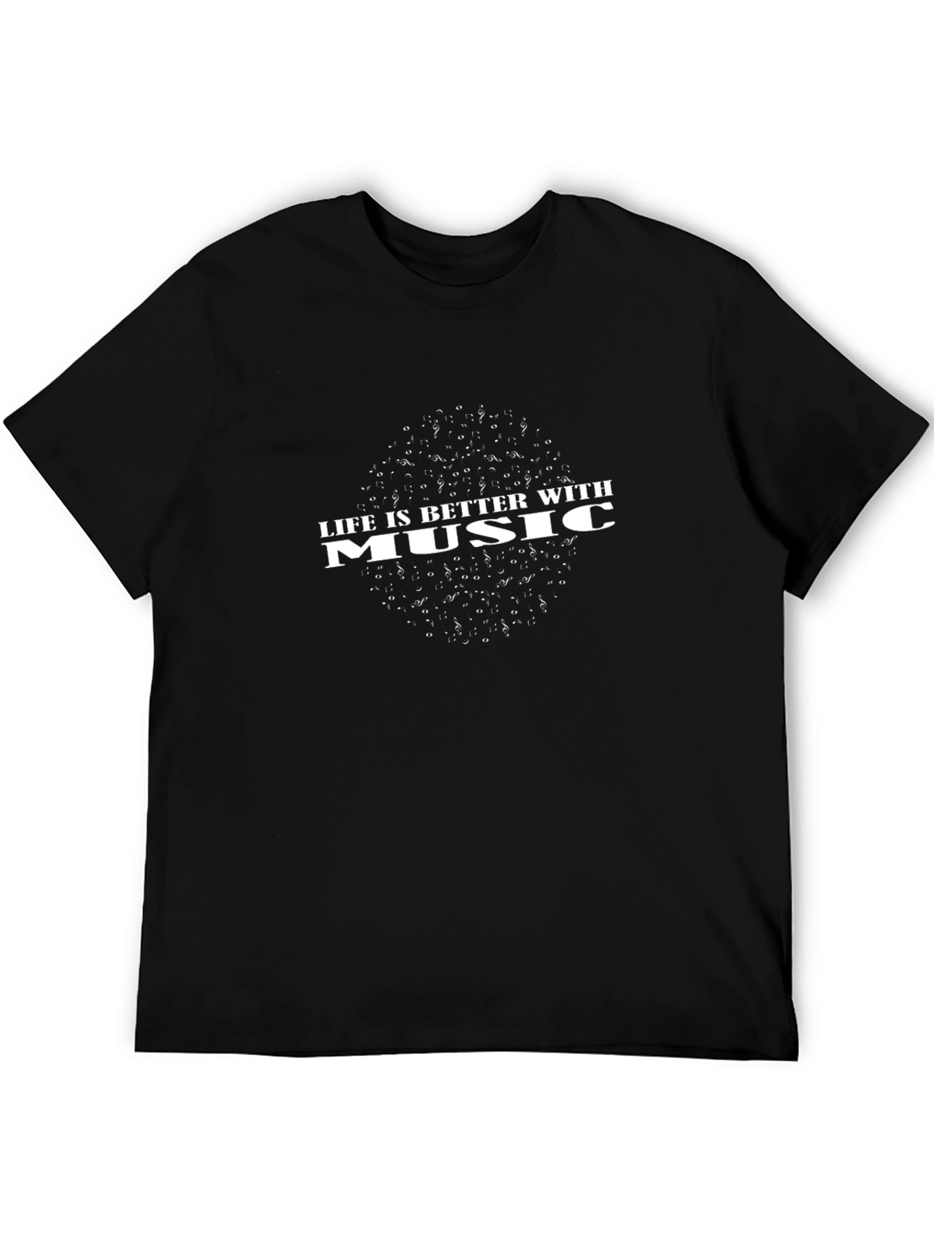 Life is Better with Music Graphic Tee - Black