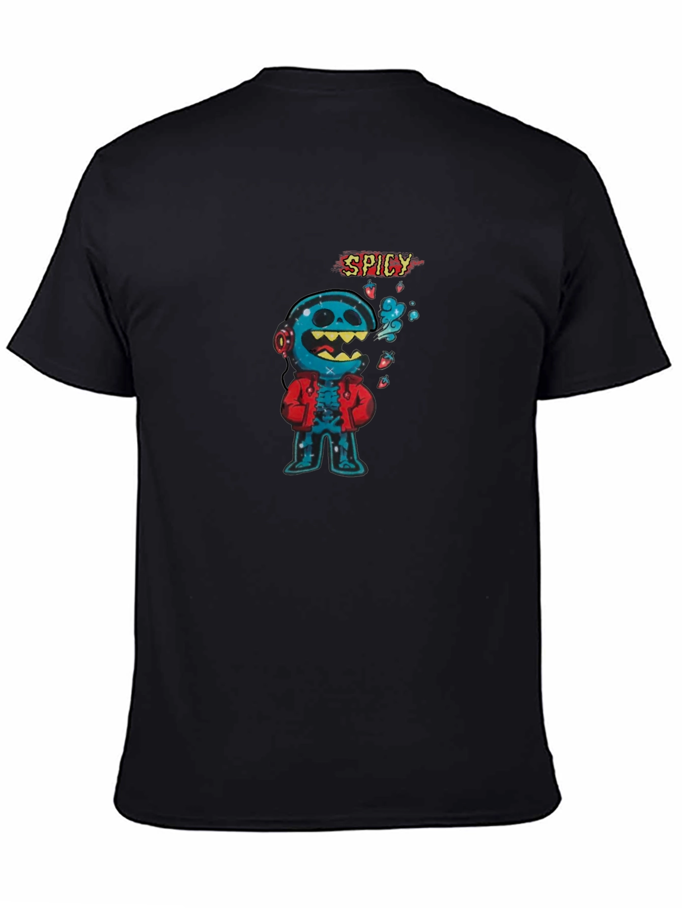 Spicy Character Graphic Tee - Black Cotton Blend