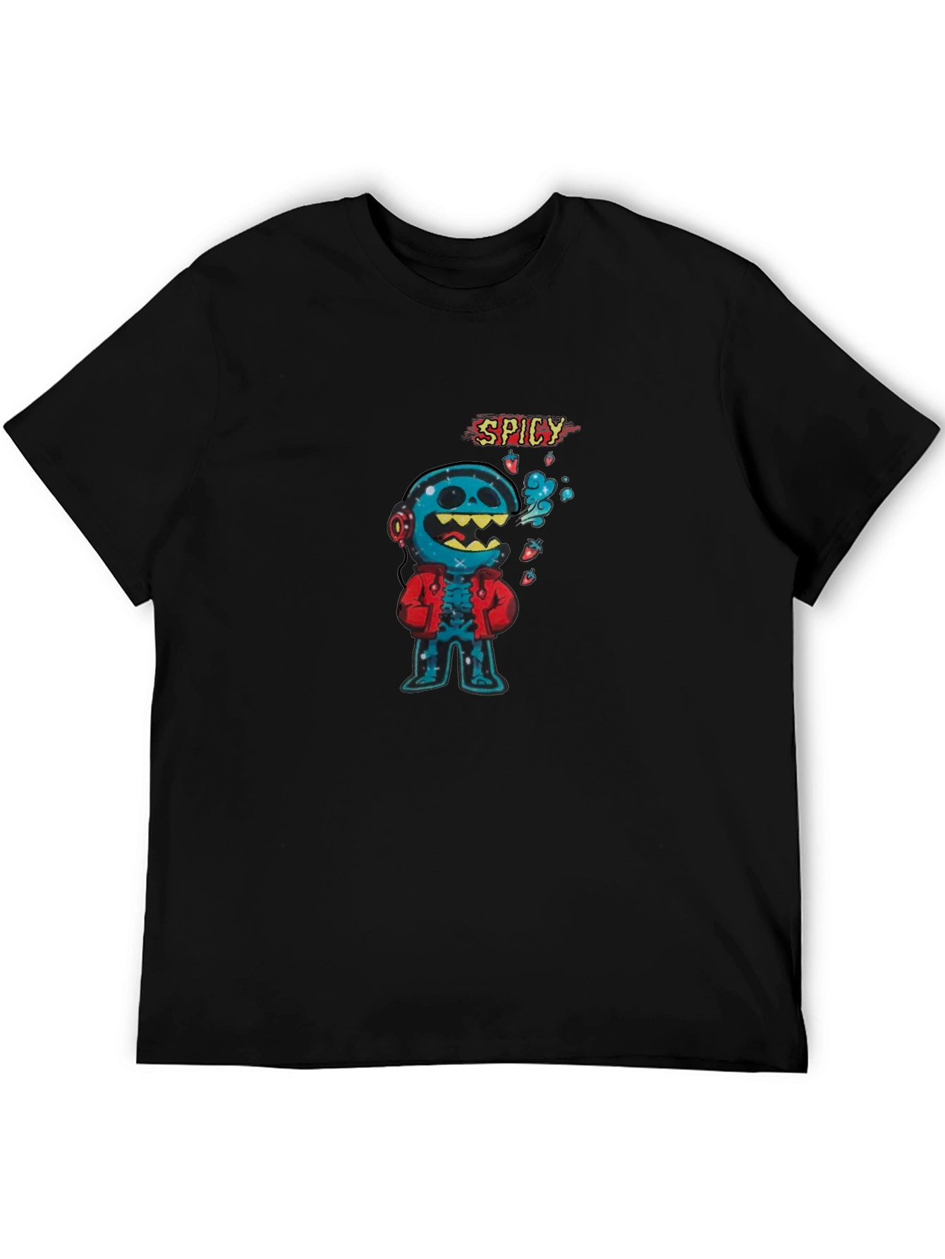 Spicy Character Graphic Tee - Black Cotton Blend
