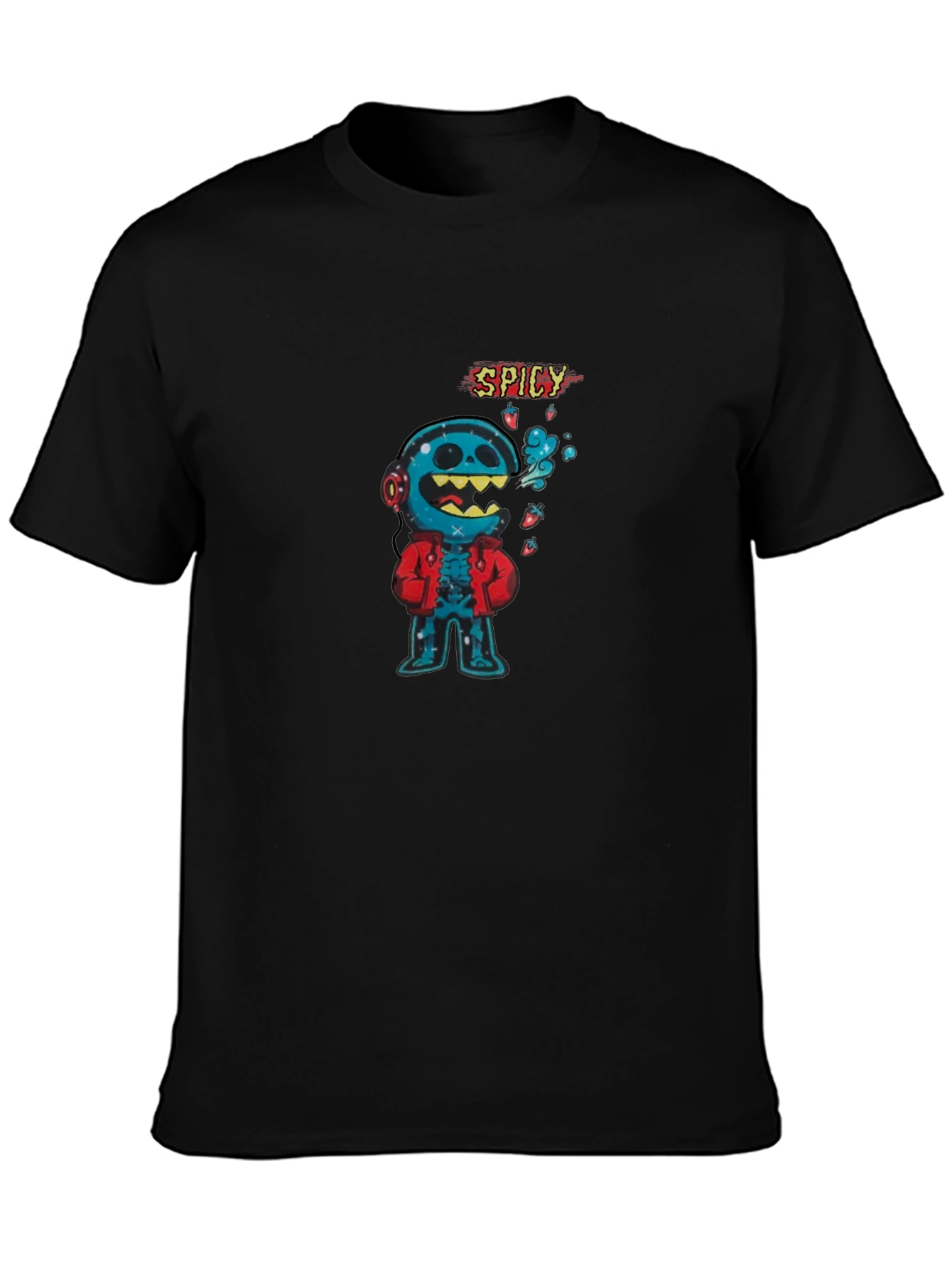Spicy Character Graphic Tee - Black Cotton Blend