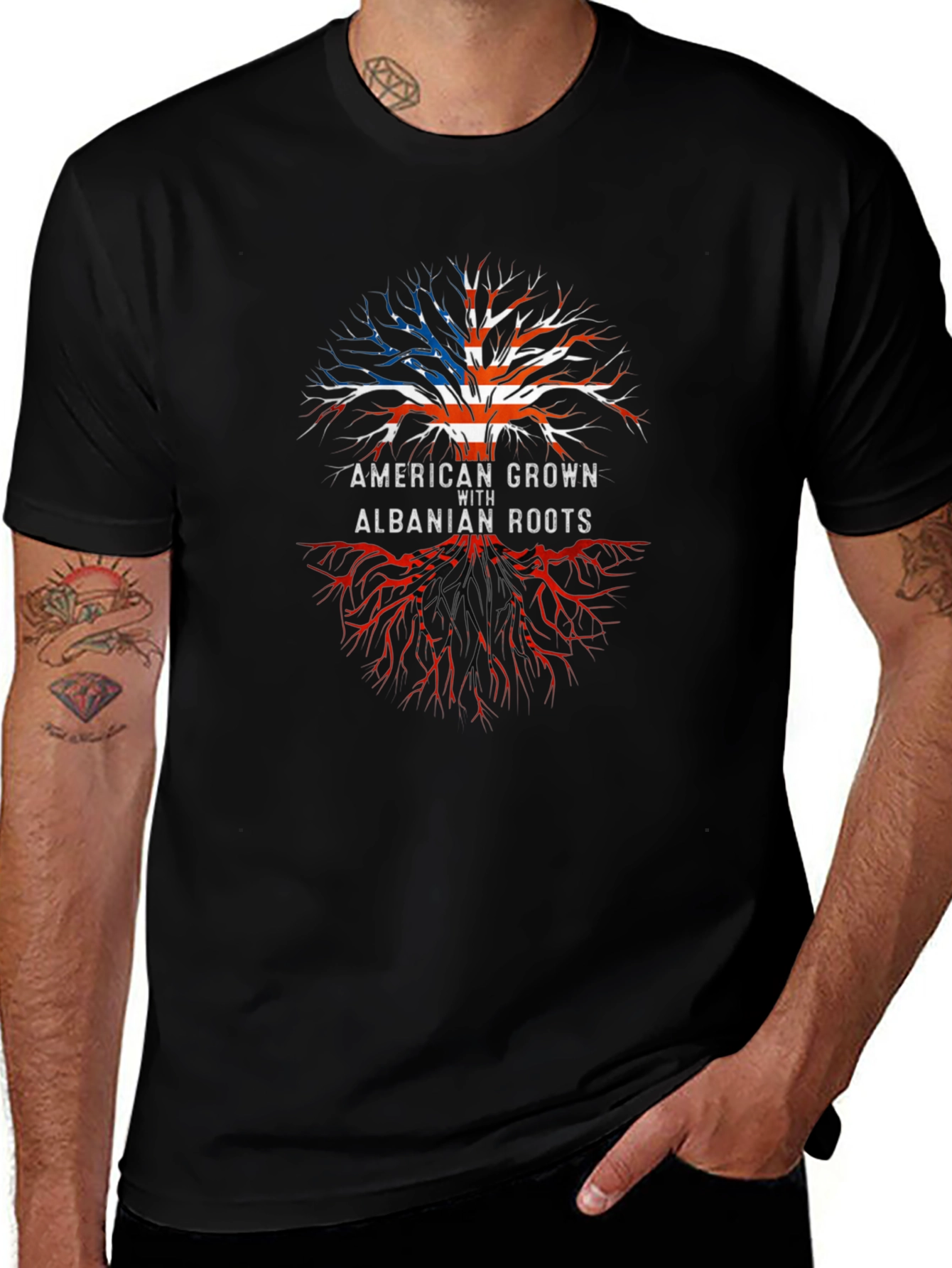American Grown with Albanian Roots Graphic Tee