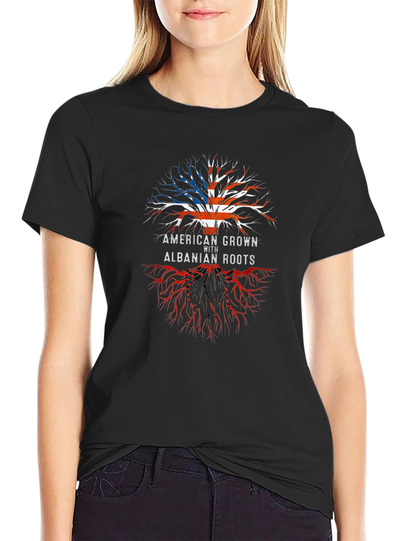 American Grown with Albanian Roots Graphic Tee