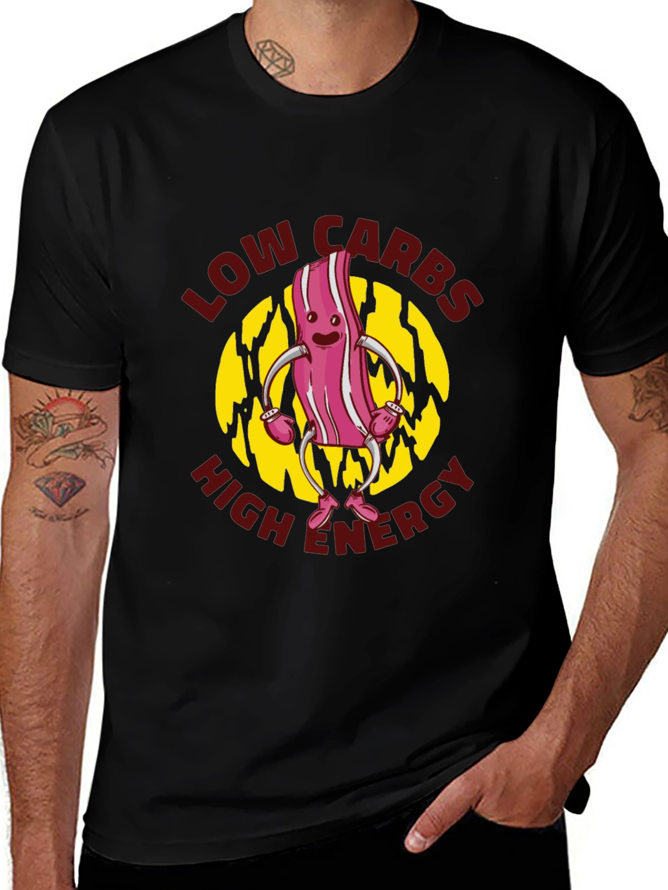 Low Carbs High Energy Black T-Shirt
