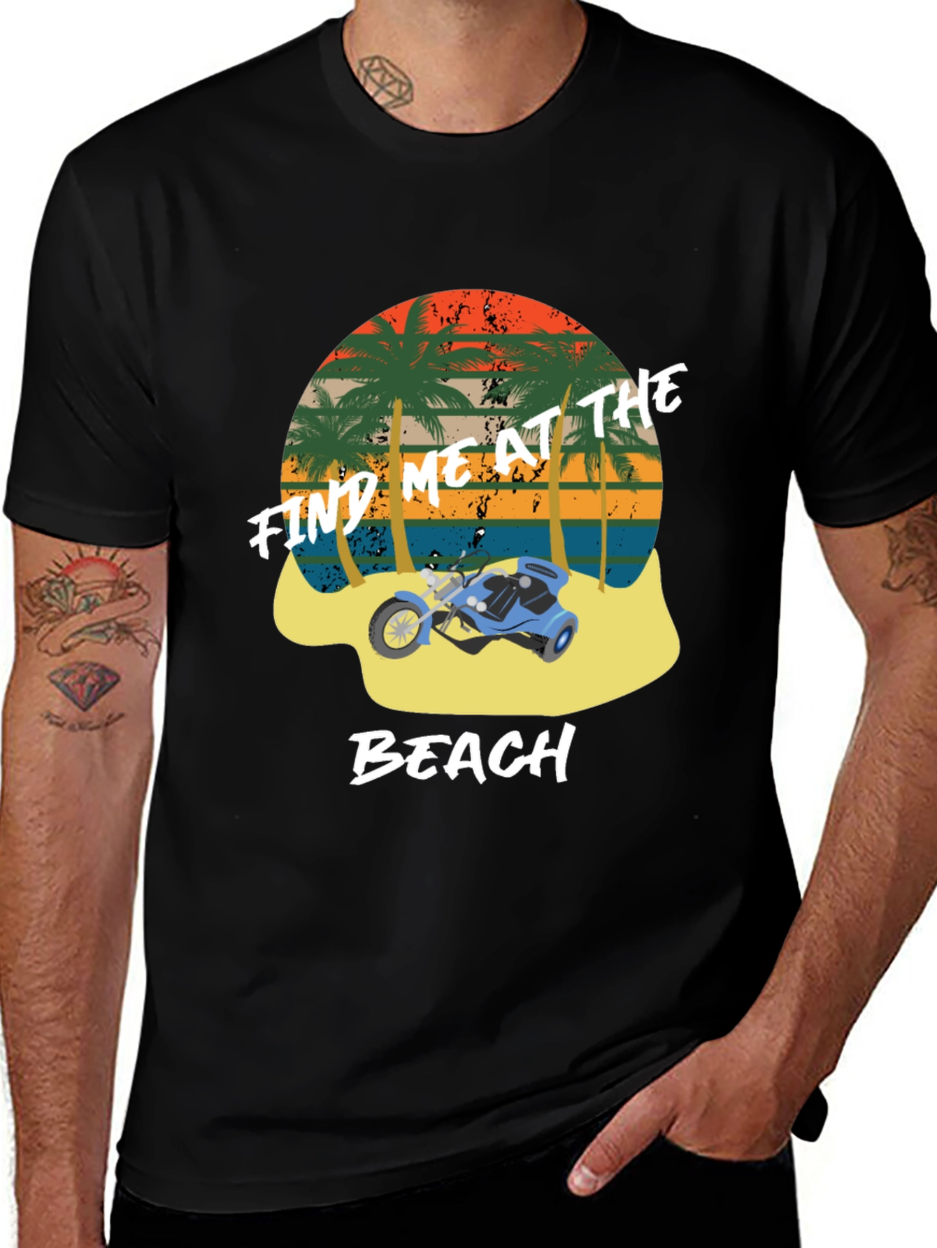 Find Me at the Beach T-Shirt - Tropical Design