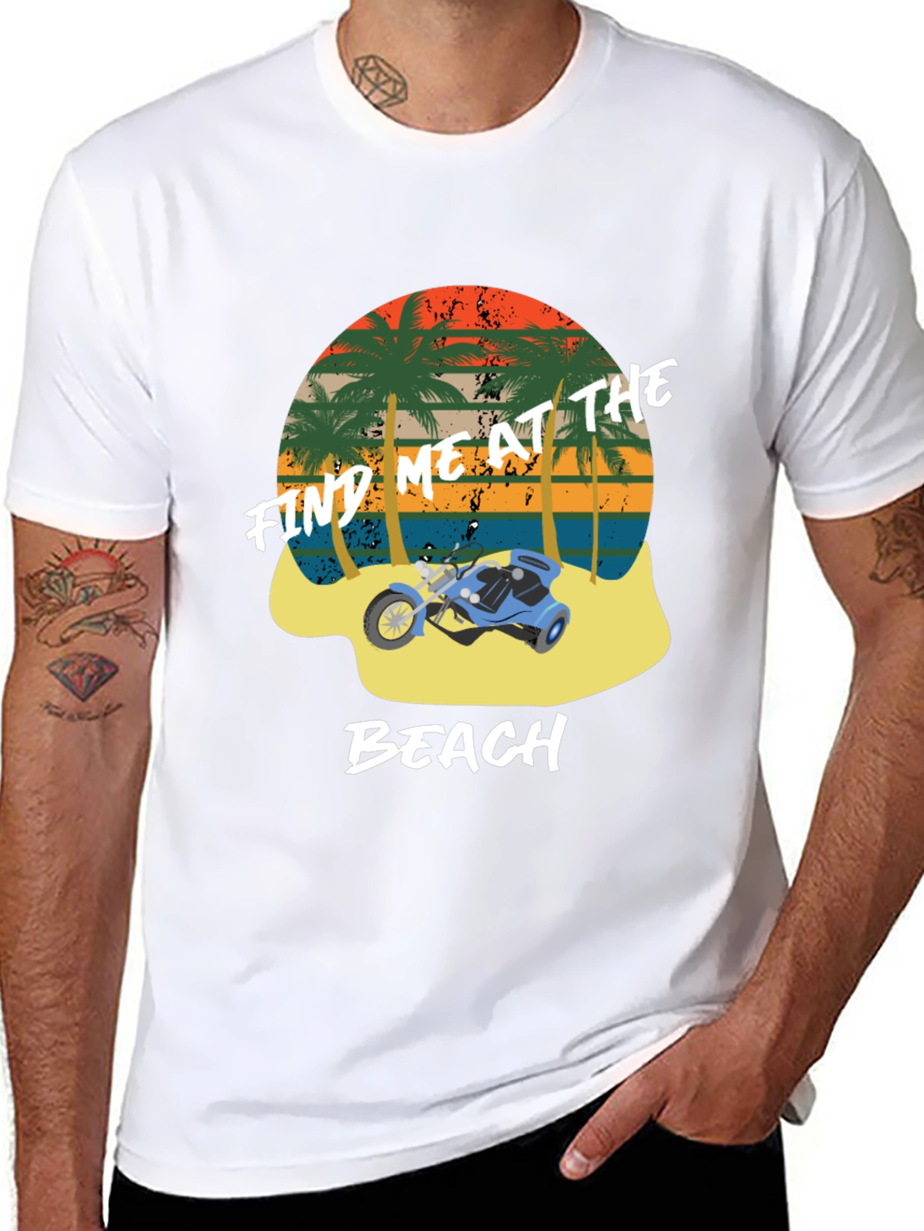 Find Me at the Beach T-Shirt - Tropical Design