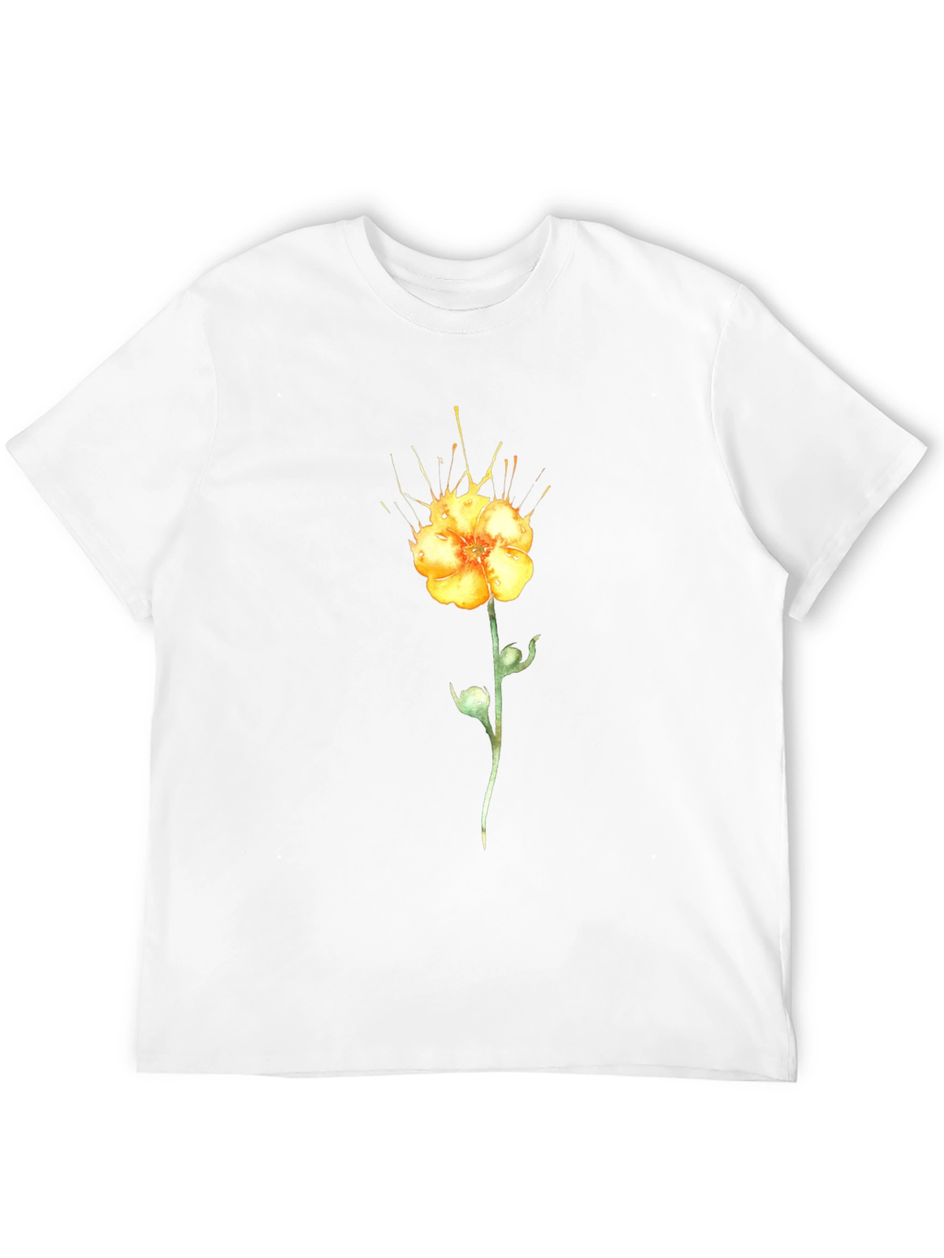 Black T-Shirt with Yellow Flower Design