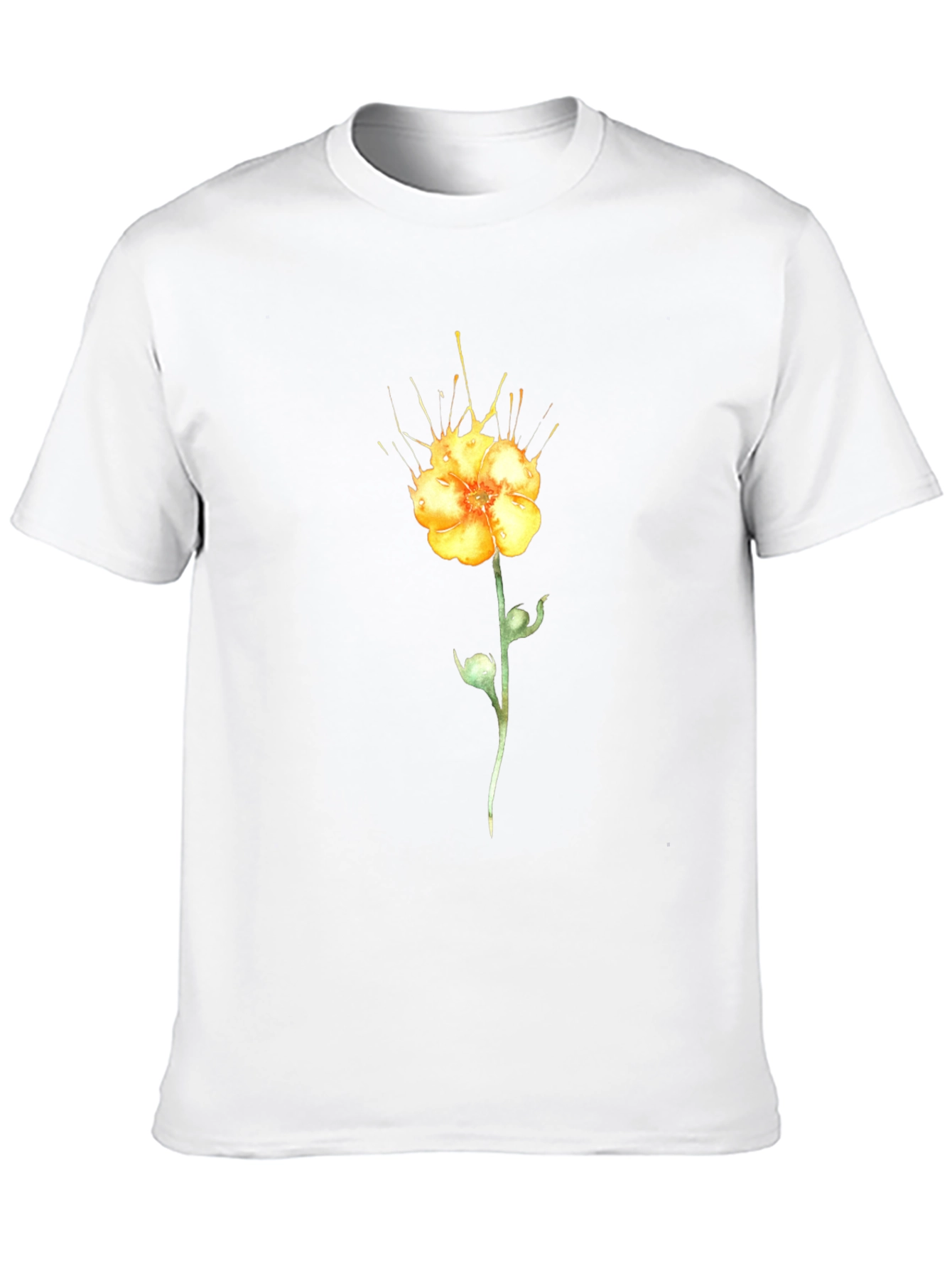 Black T-Shirt with Yellow Flower Design