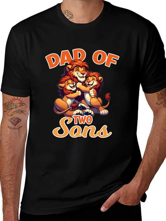 Dad of Two Sons Lion Graphic Tee
