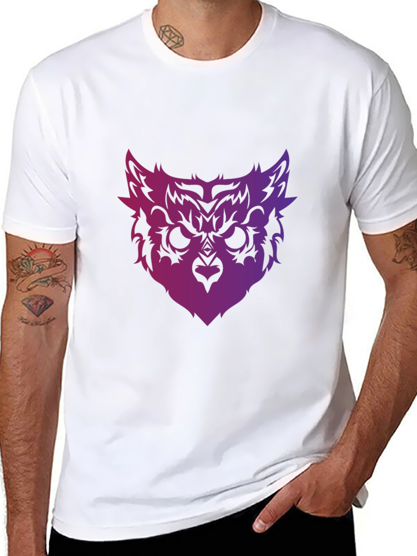 Owl Face Graphic Tee - Mens Black T-Shirt