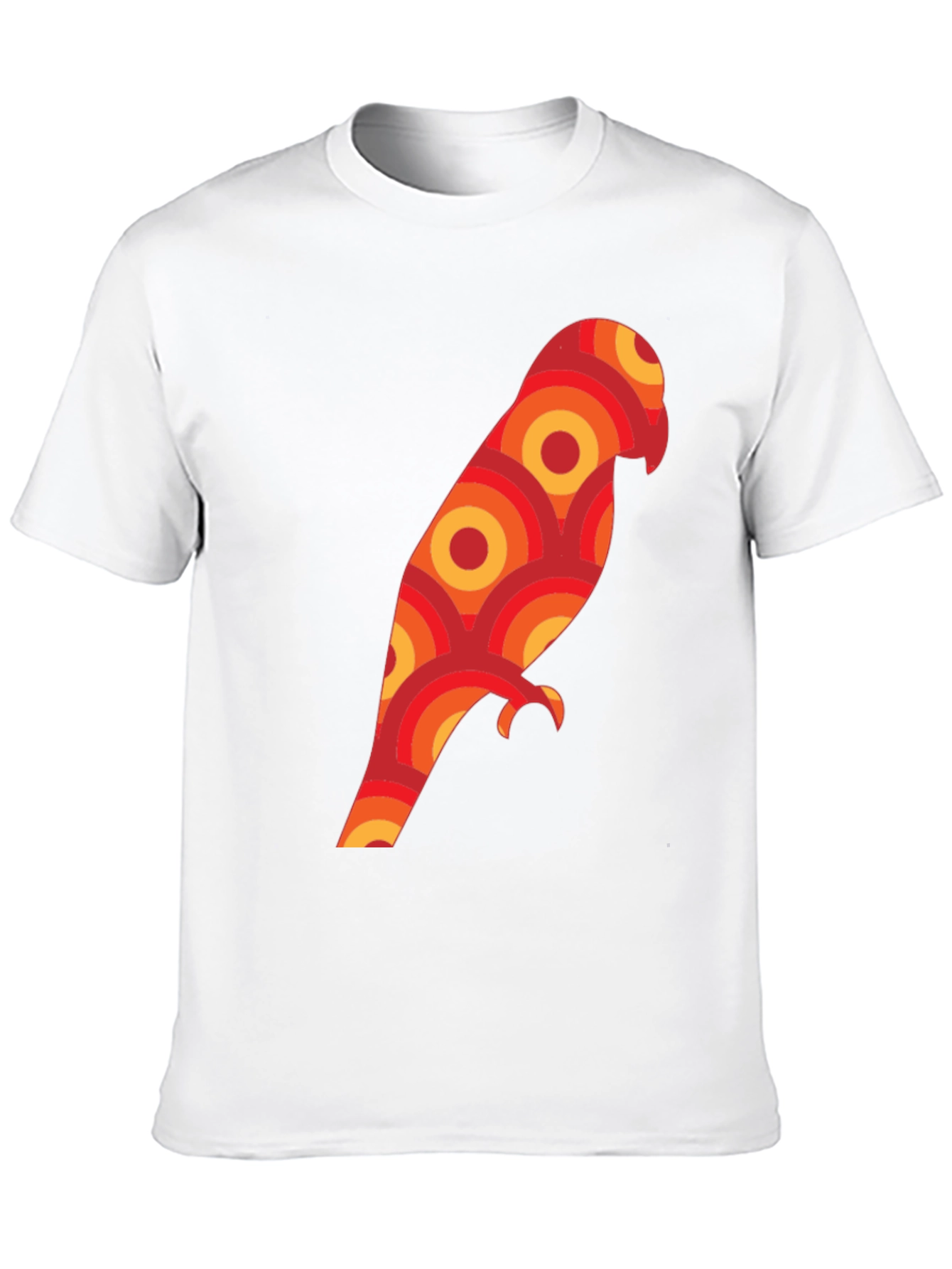 Retro Parrot Graphic Tee - Unique Geometric Bird Design
