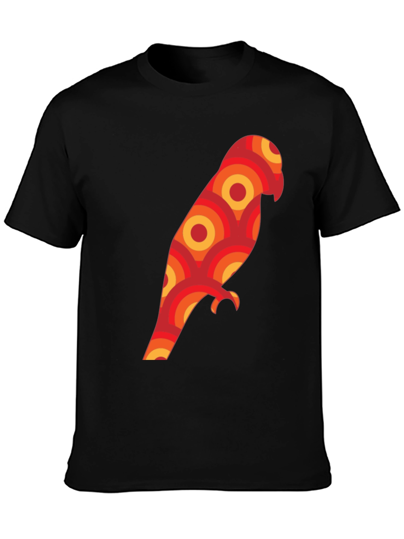 Retro Parrot Graphic Tee - Unique Geometric Bird Design