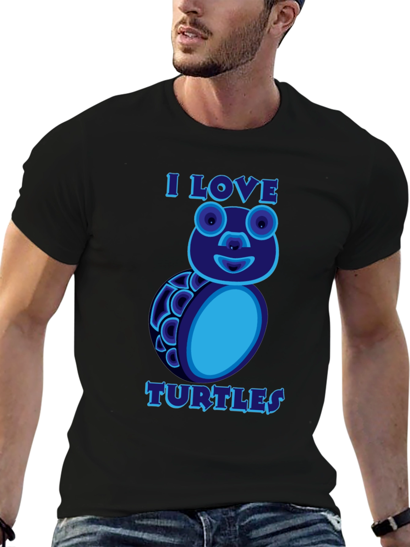 I Love Turtles Graphic T-Shirt Black