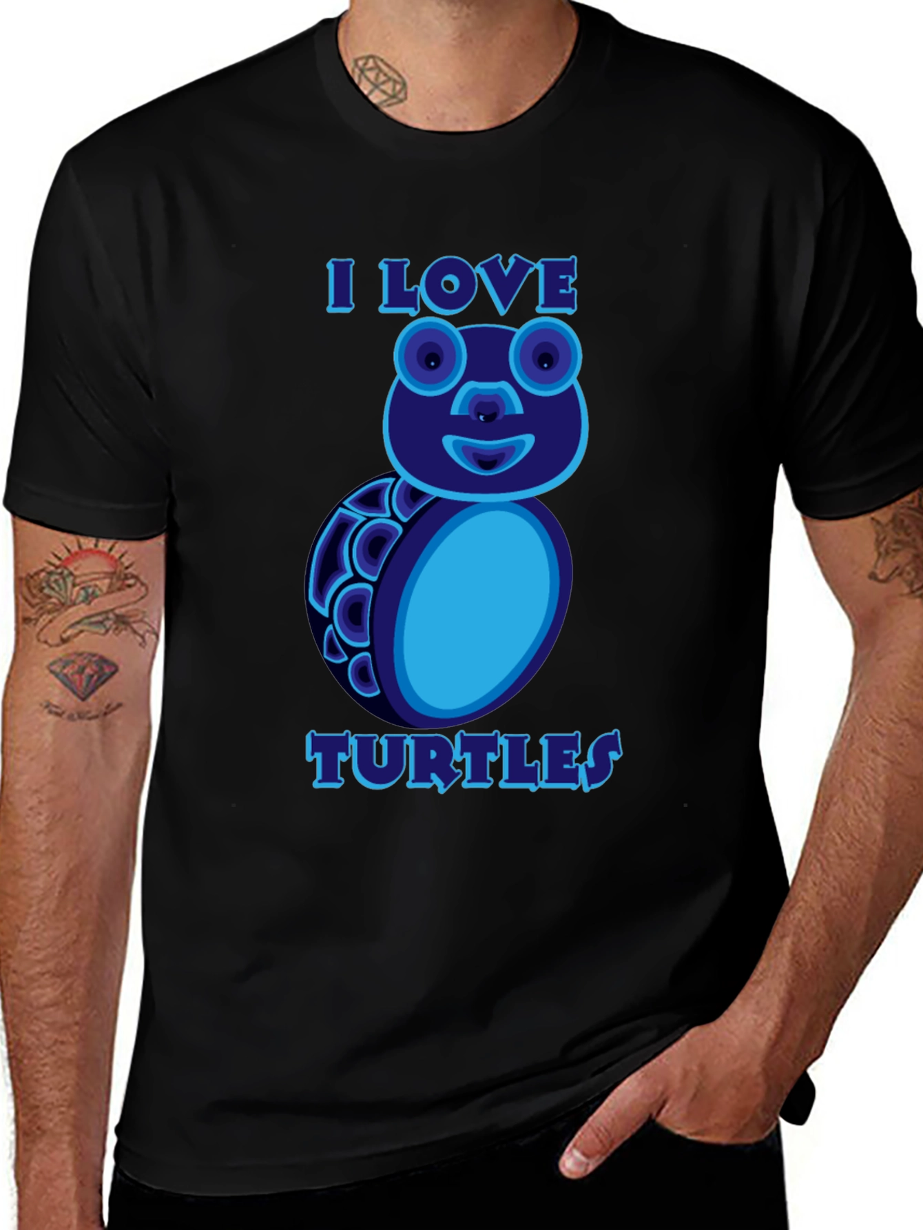 I Love Turtles Graphic T-Shirt Black