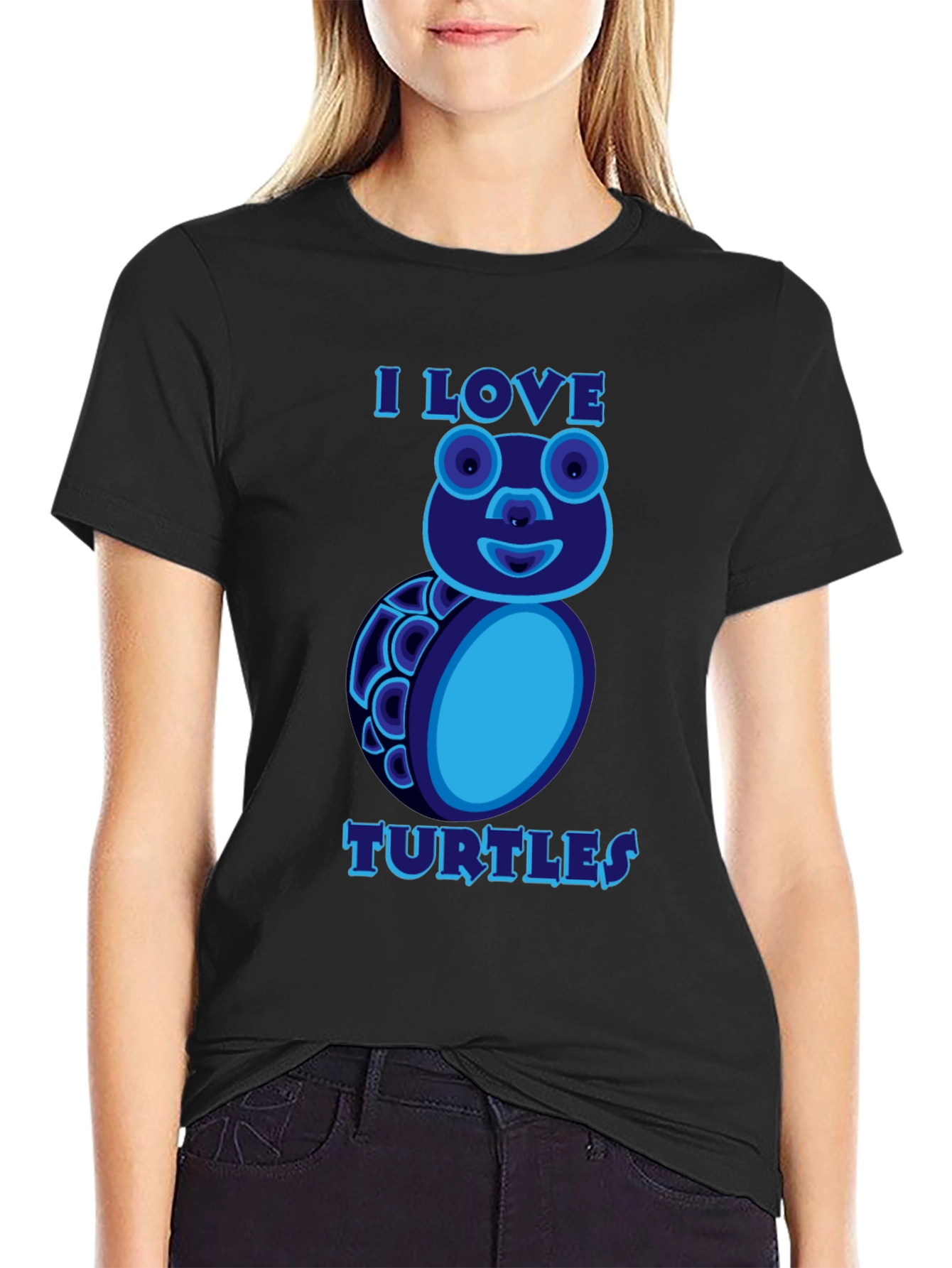 I Love Turtles Graphic T-Shirt Black