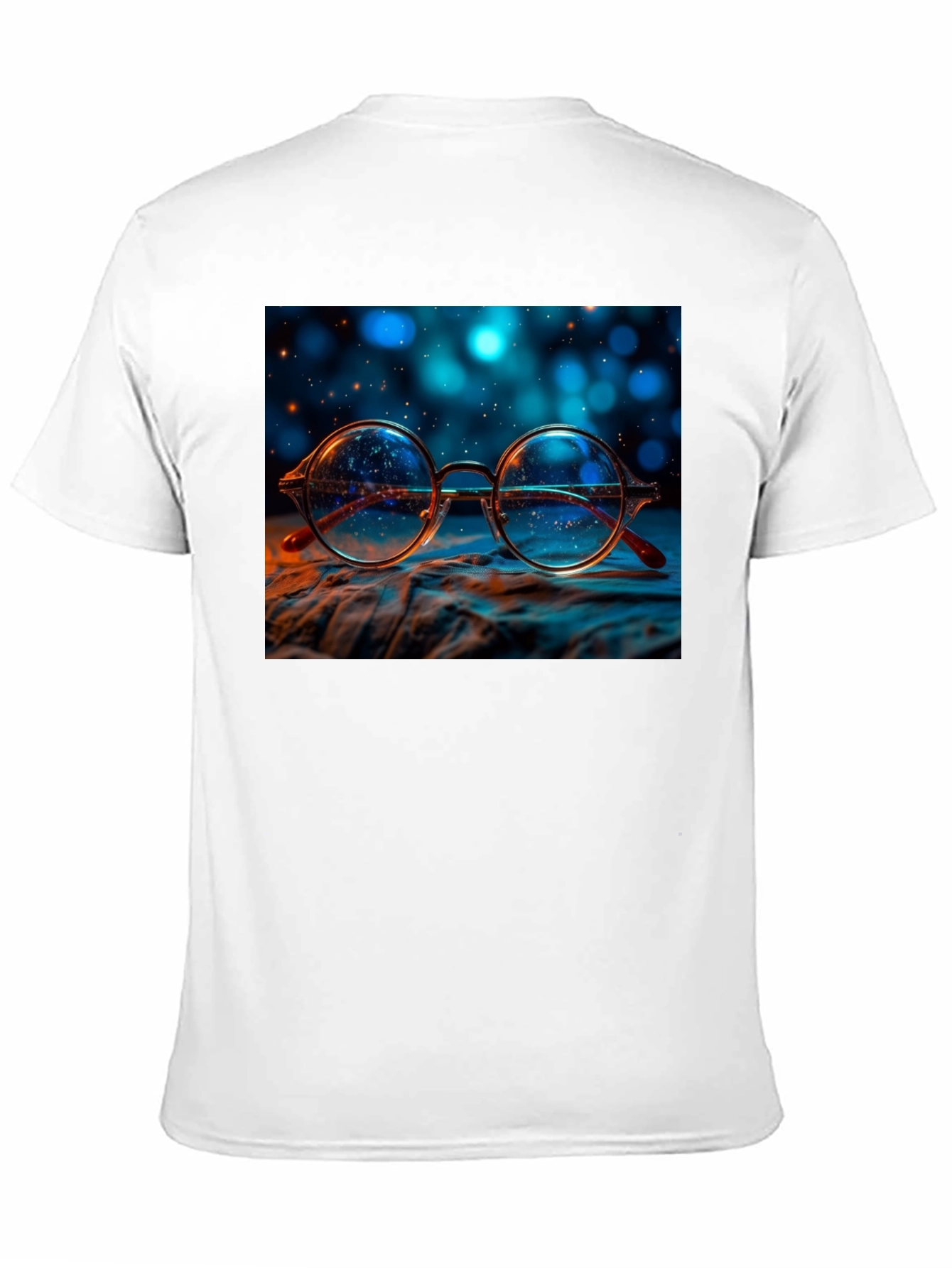 Round Glasses Print Black T-Shirt