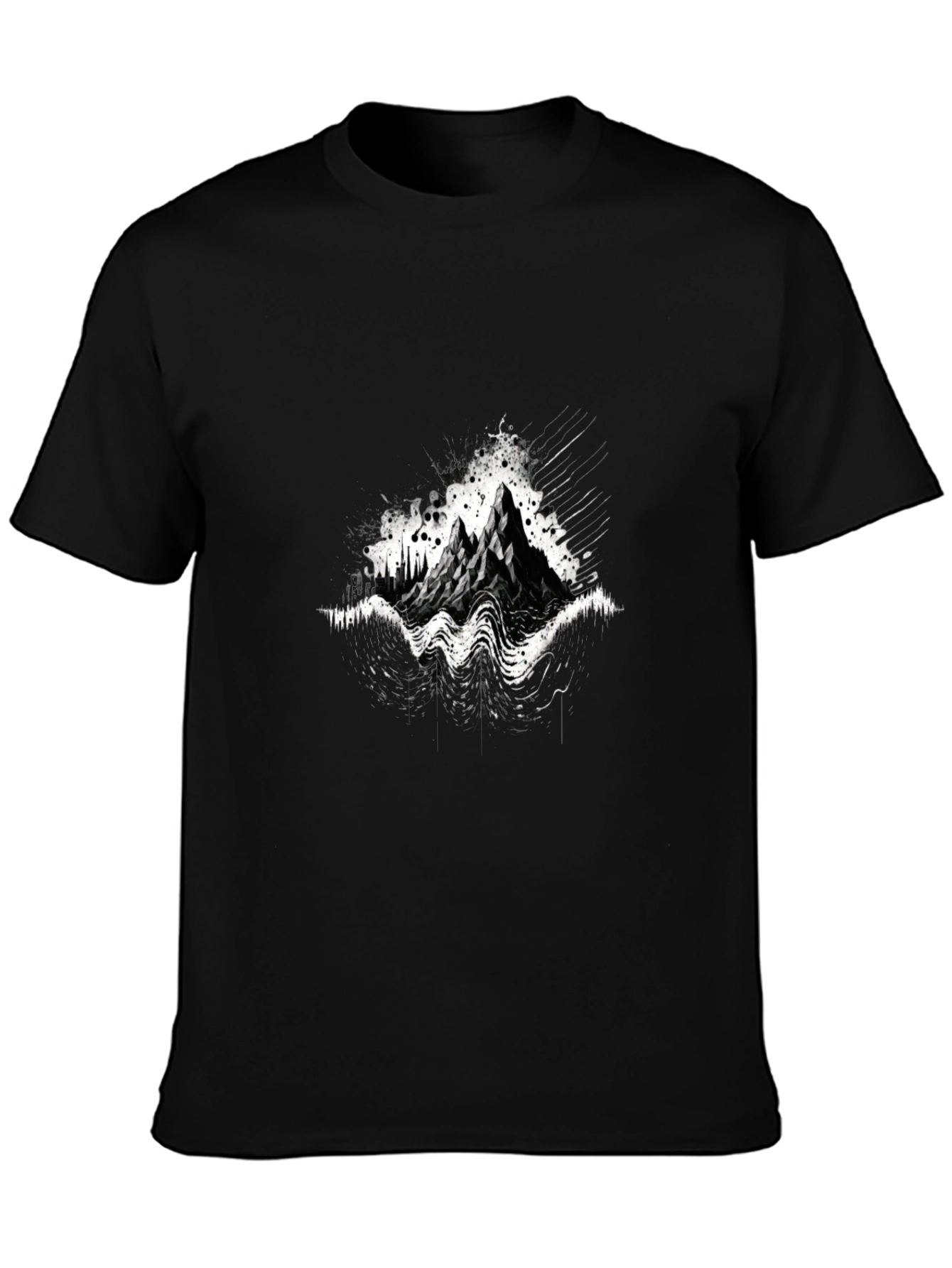 Abstract Mountain Graphic Tee - Black