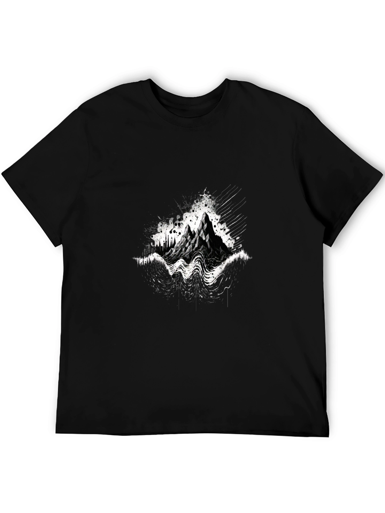 Abstract Mountain Graphic Tee - Black