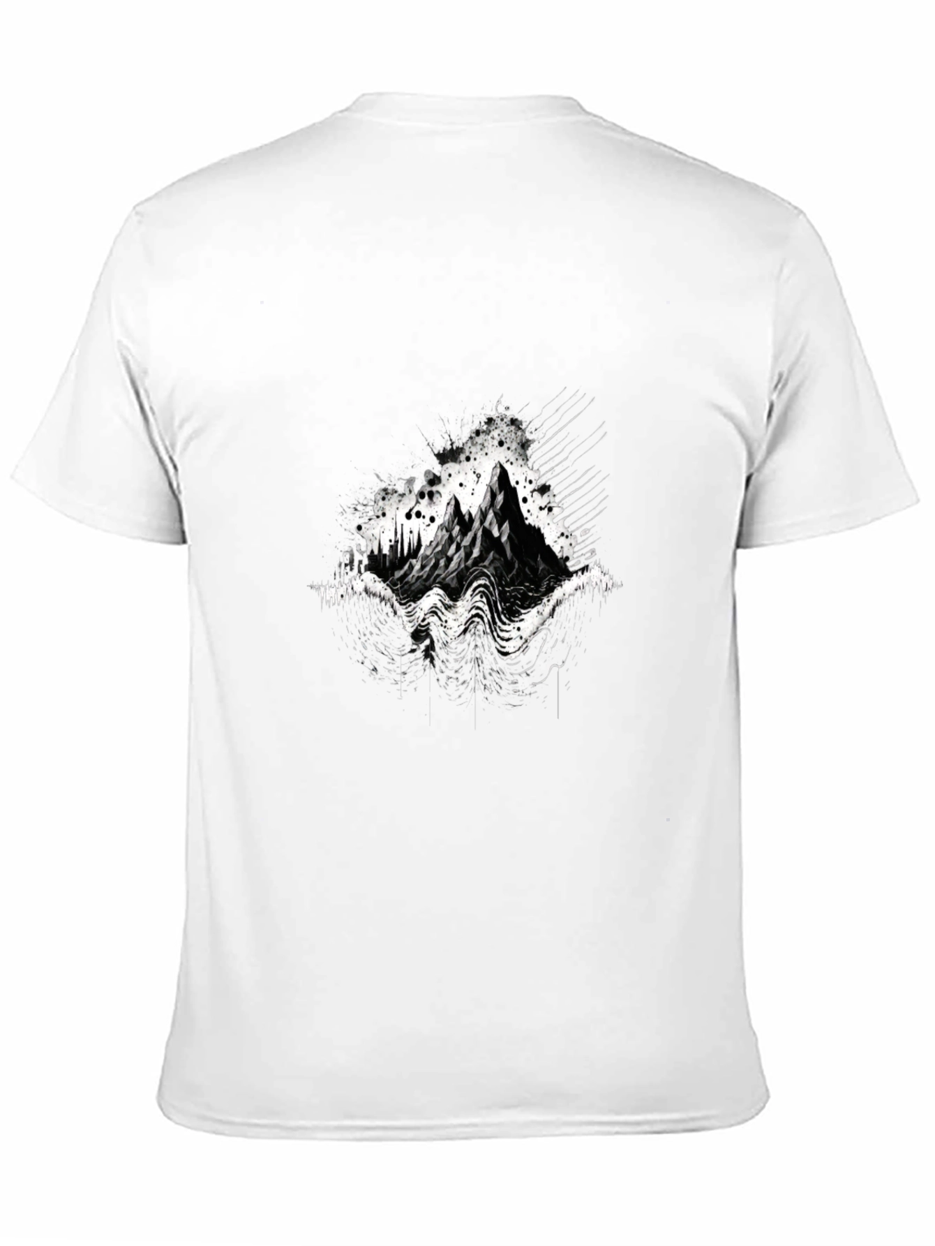Abstract Mountain Graphic Tee - Black