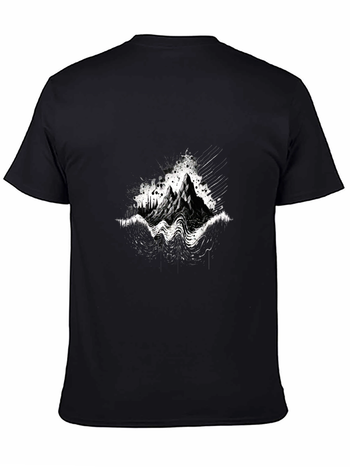 Abstract Mountain Graphic Tee - Black