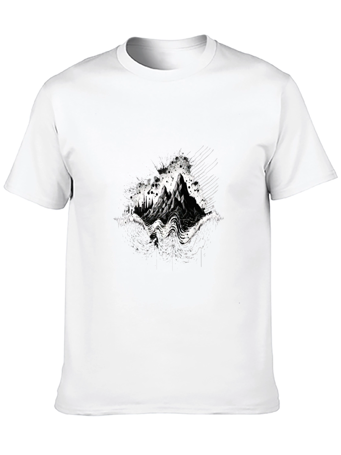 Abstract Mountain Graphic Tee - Black