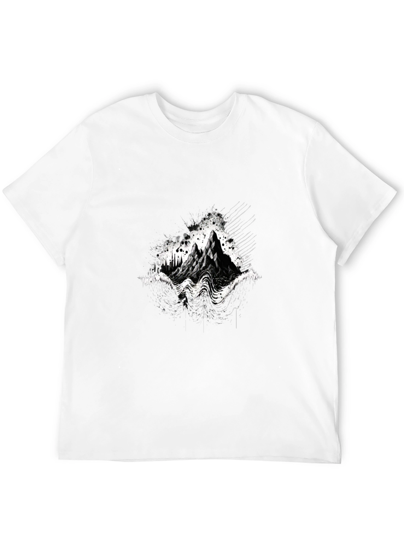 Abstract Mountain Graphic Tee - Black