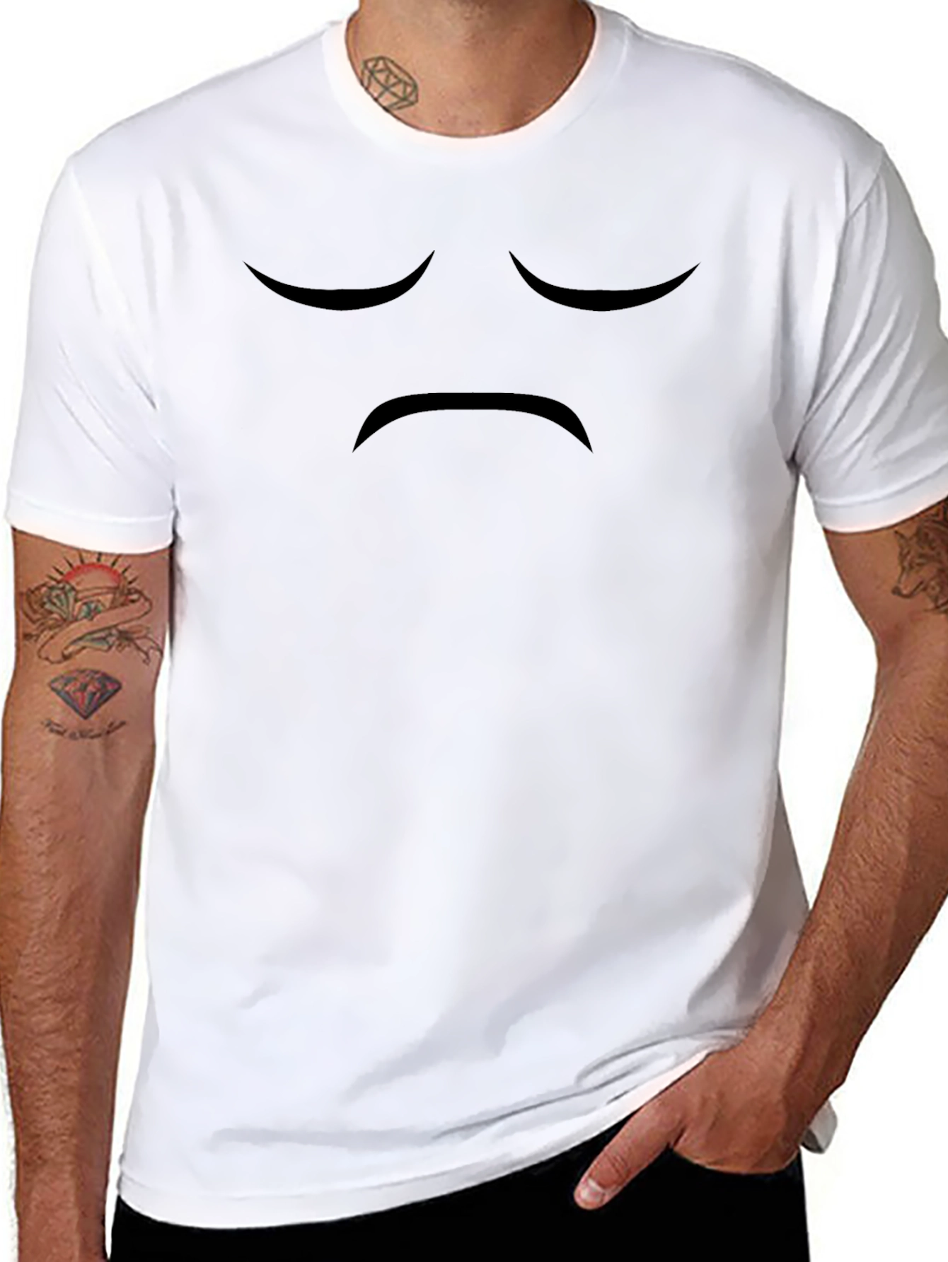 Sad Face Black T-Shirt: Express Yourself!