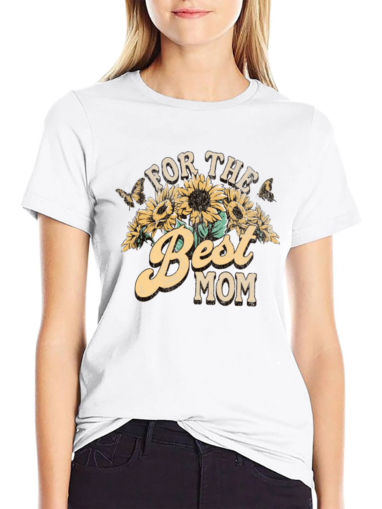 For the Best Mom Sunflower Graphic Tee
