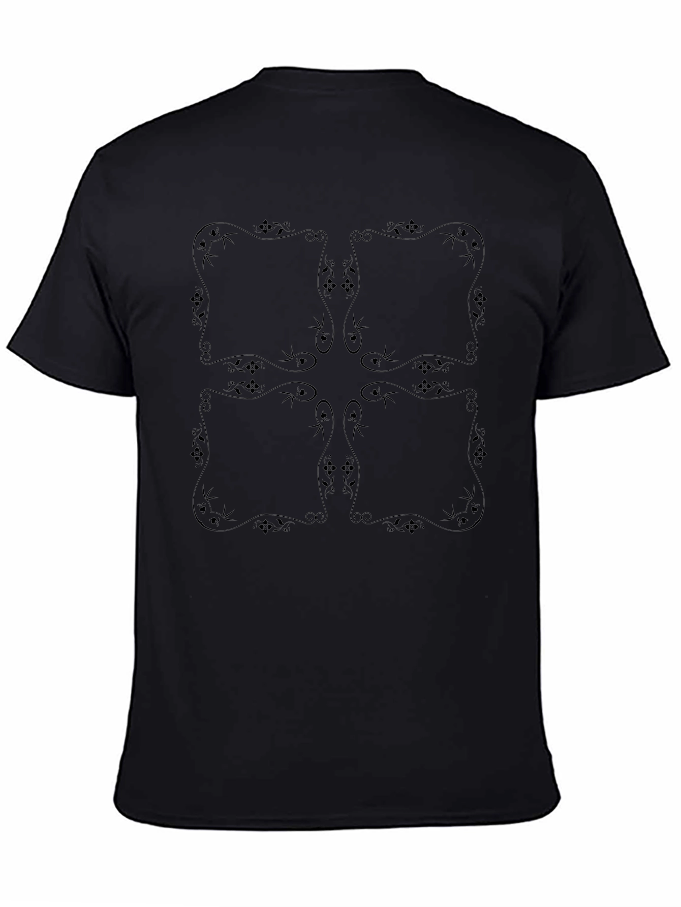 Black Floral Motif T-Shirt