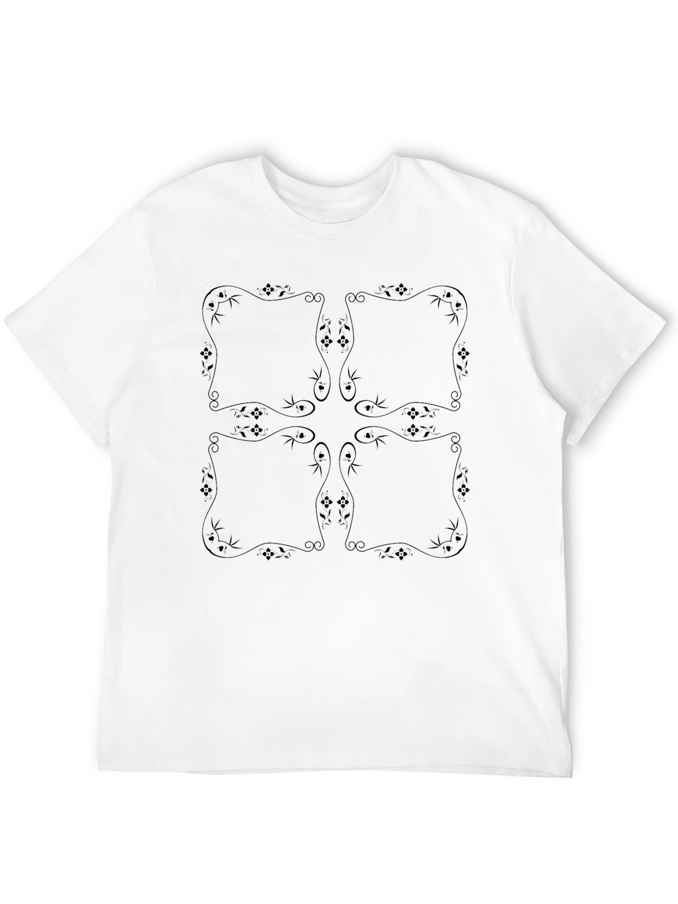 Black Floral Motif T-Shirt