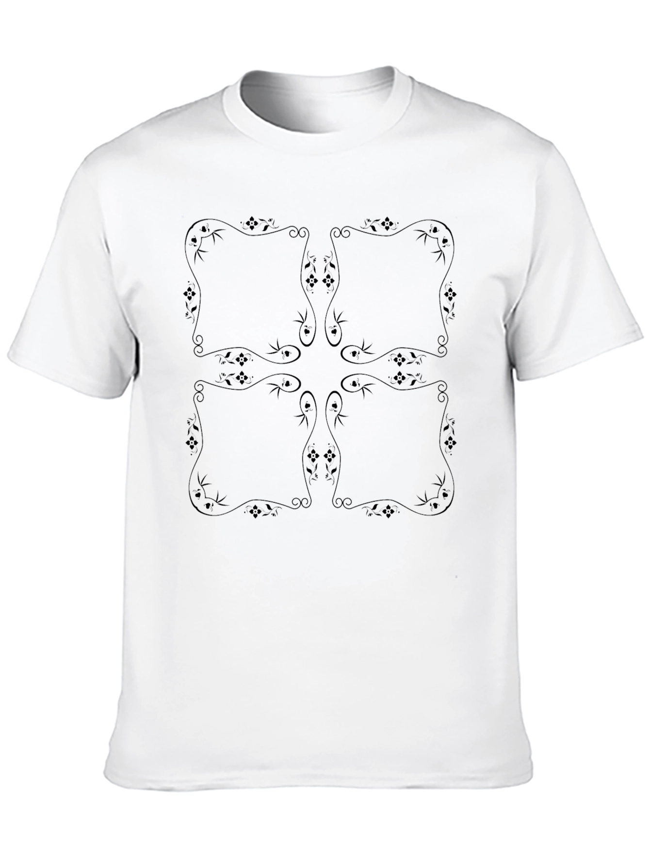 Black Floral Motif T-Shirt