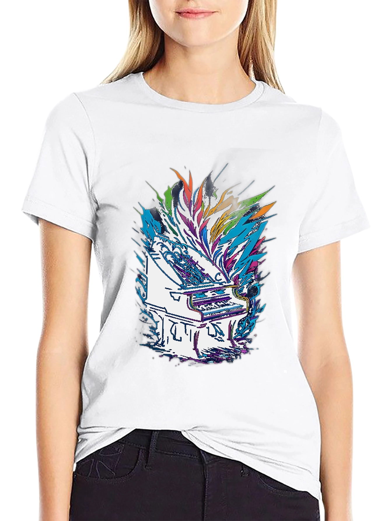 Abstract Piano Graphic Tee - Black