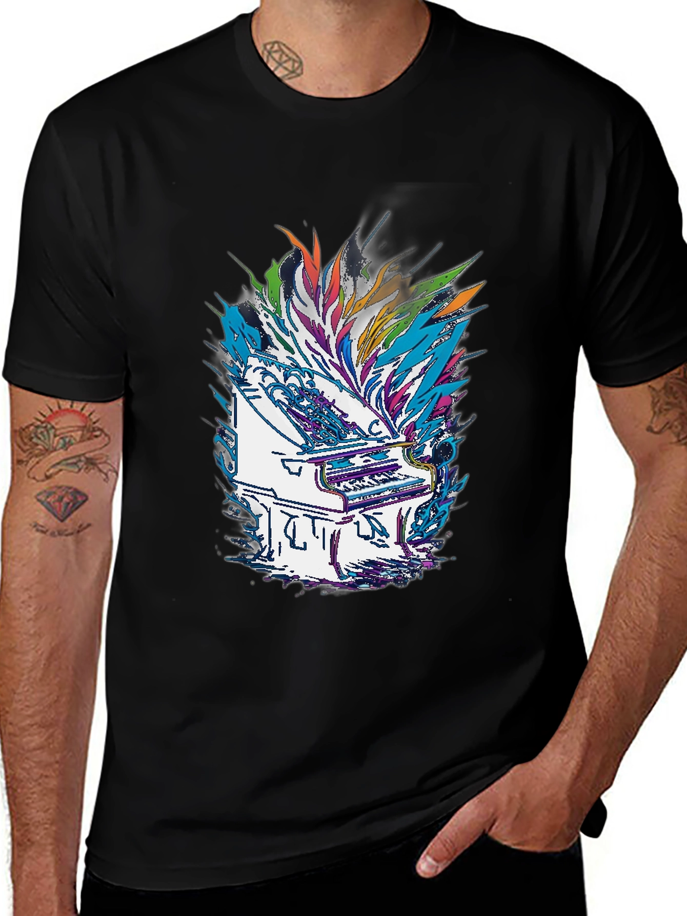 Abstract Piano Graphic Tee - Black